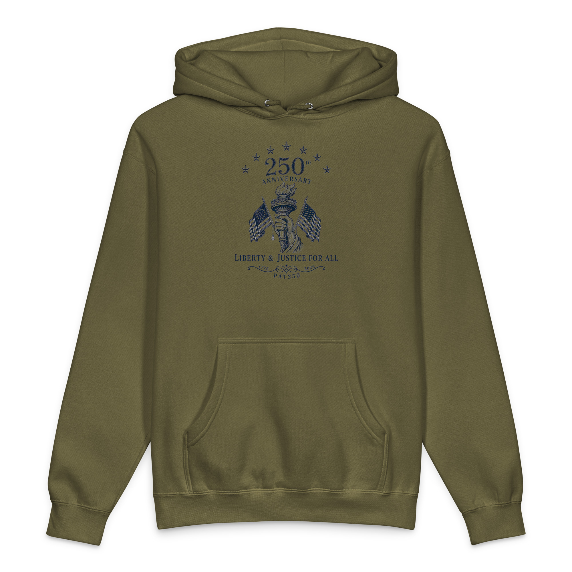 "Liberty and Justice" Front and Center Heavyweight Hooded Sweatshirt