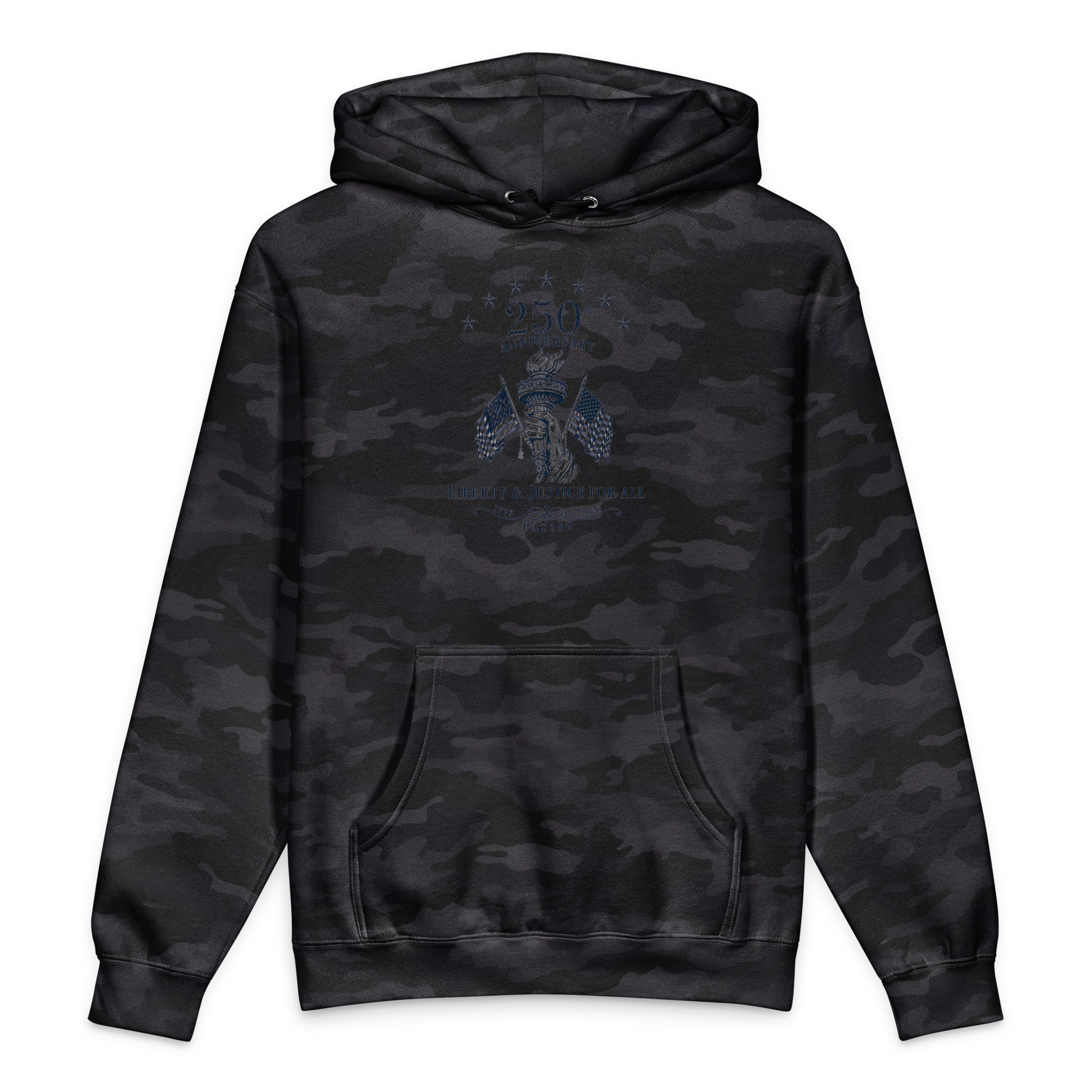 "Liberty and Justice" Front and Center Heavyweight Hooded Sweatshirt - Image 3