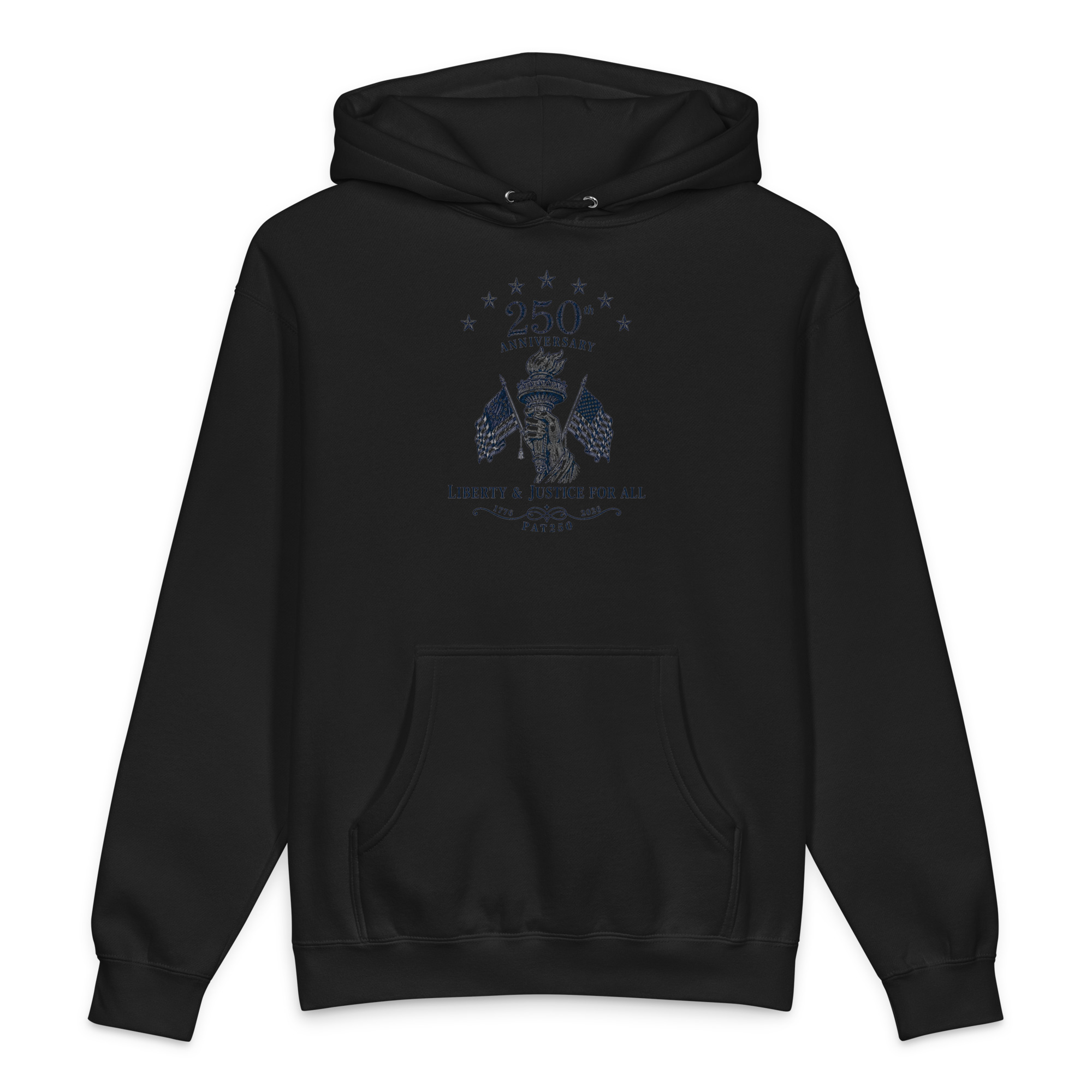 "Liberty and Justice" Front and Center Heavyweight Hooded Sweatshirt - Image 2