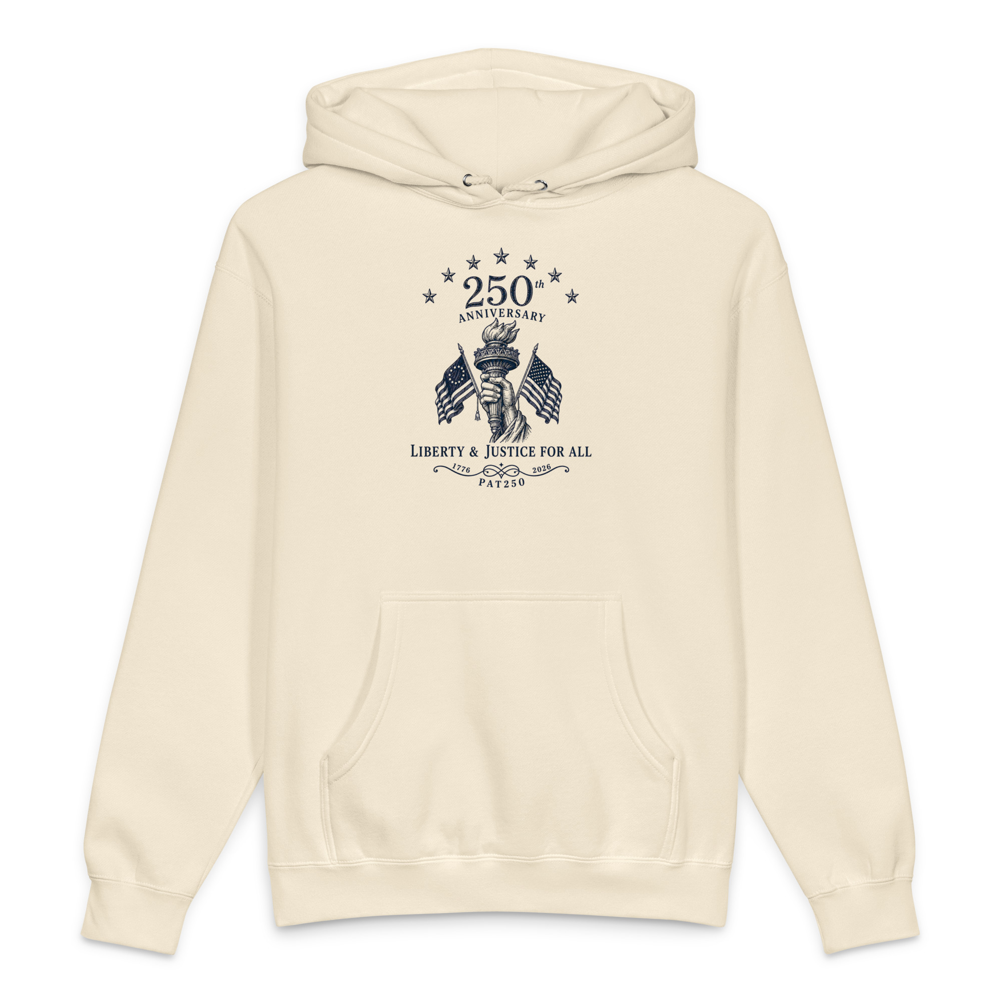 "Liberty and Justice" Front and Center Heavyweight Hooded Sweatshirt - Image 4