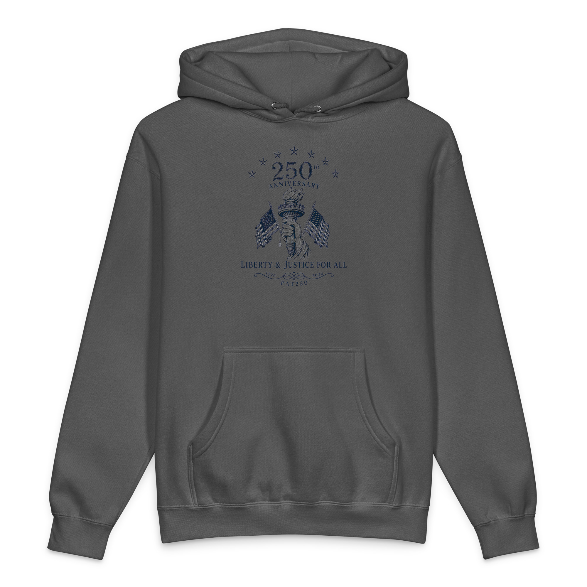 "Liberty and Justice" Front and Center Heavyweight Hooded Sweatshirt - Image 5
