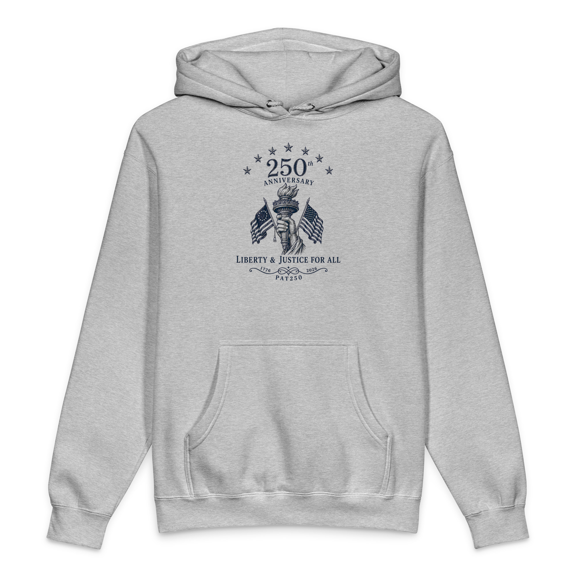 "Liberty and Justice" Front and Center Heavyweight Hooded Sweatshirt - Image 9
