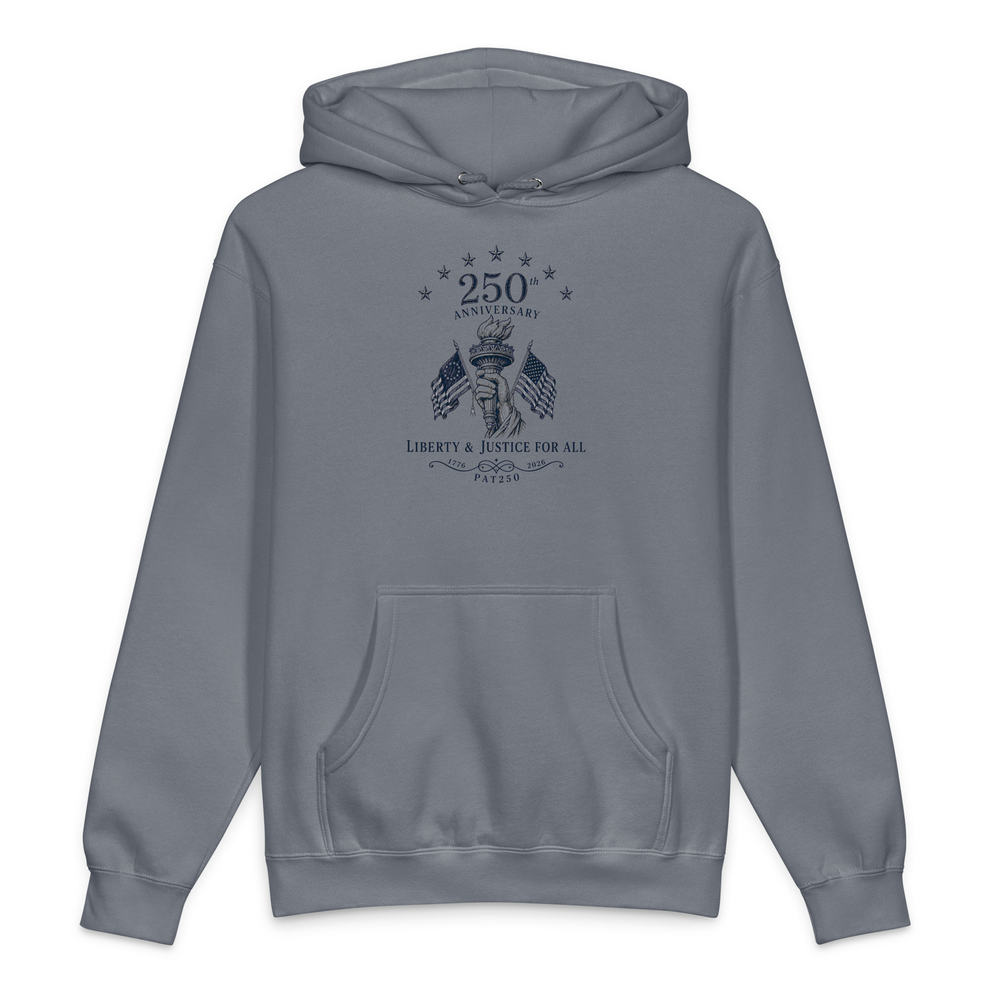 "Liberty and Justice" Front and Center Heavyweight Hooded Sweatshirt - Image 13