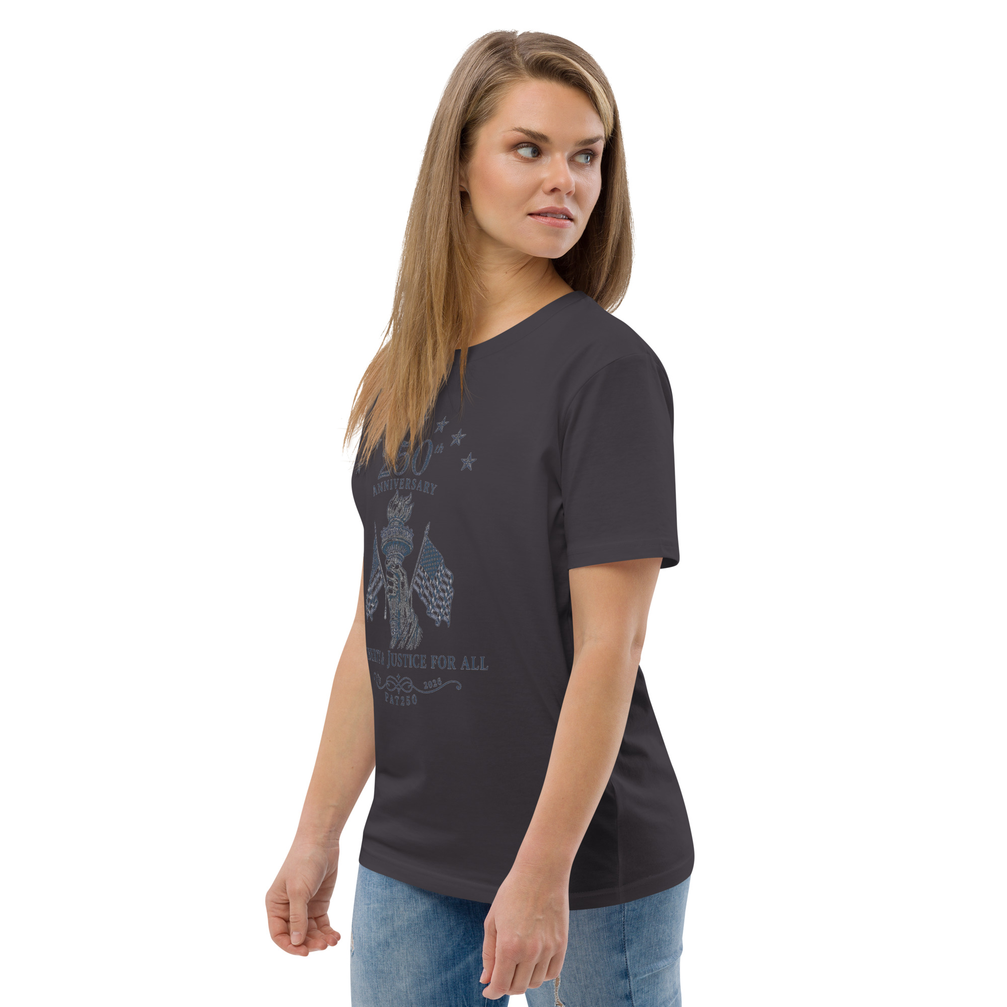 "Liberty & Justice" Large Front Print Only Unisex Organic Cotton T-Shirt - Image 34