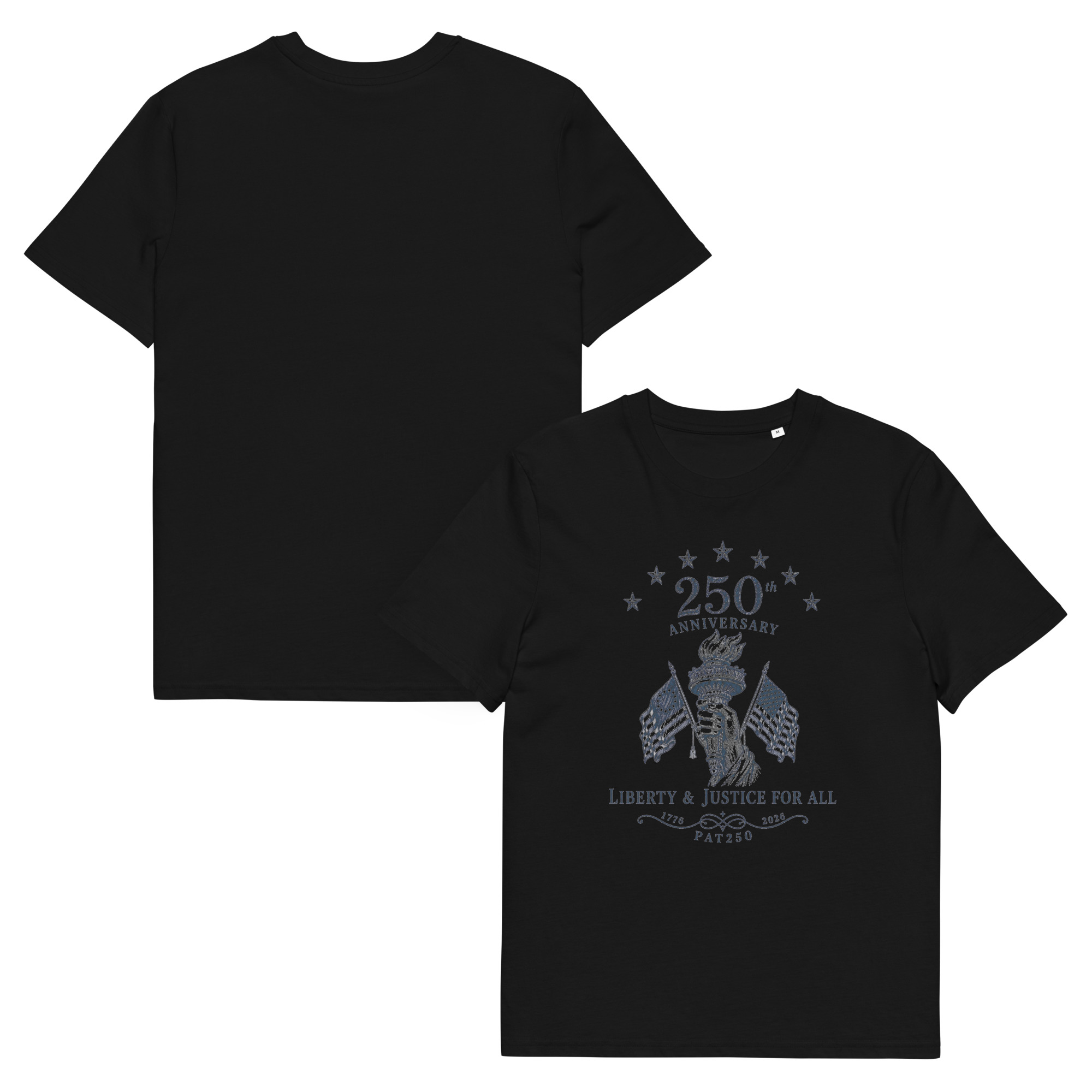 "Liberty & Justice" Large Front Print Only Unisex Organic Cotton T-Shirt - Image 108