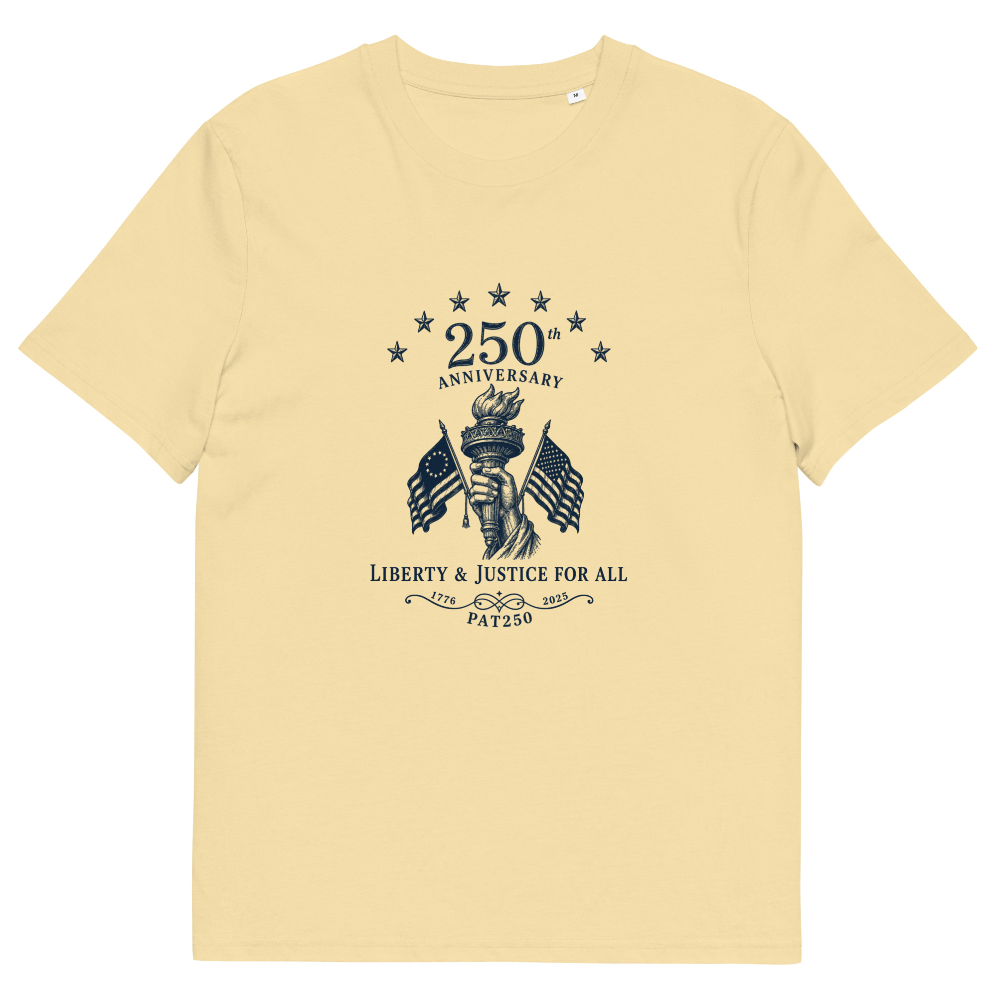 "Liberty & Justice" Large Front Print Only Unisex Organic Cotton T-Shirt - Image 2