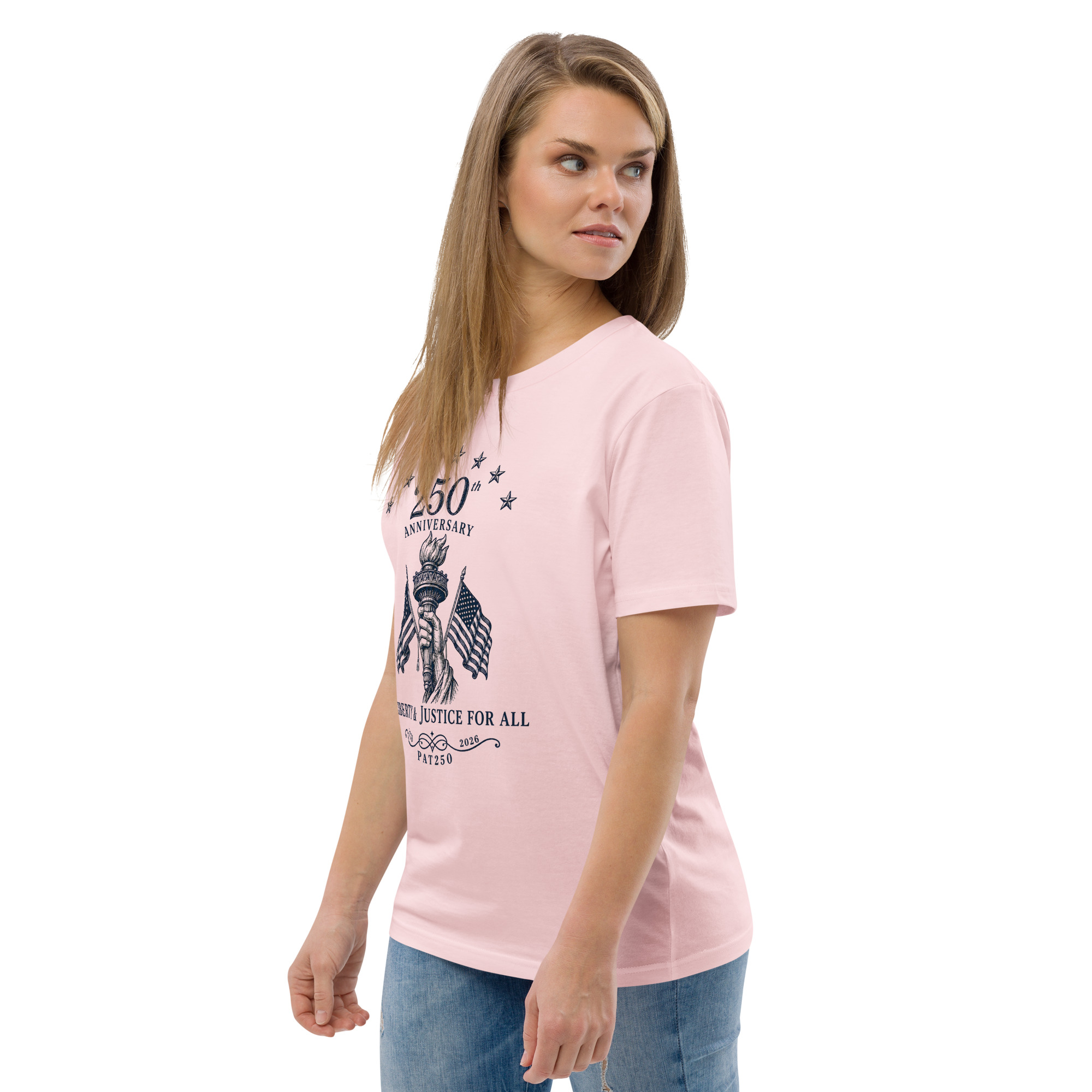 "Liberty & Justice" Large Front Print Only Unisex Organic Cotton T-Shirt - Image 90