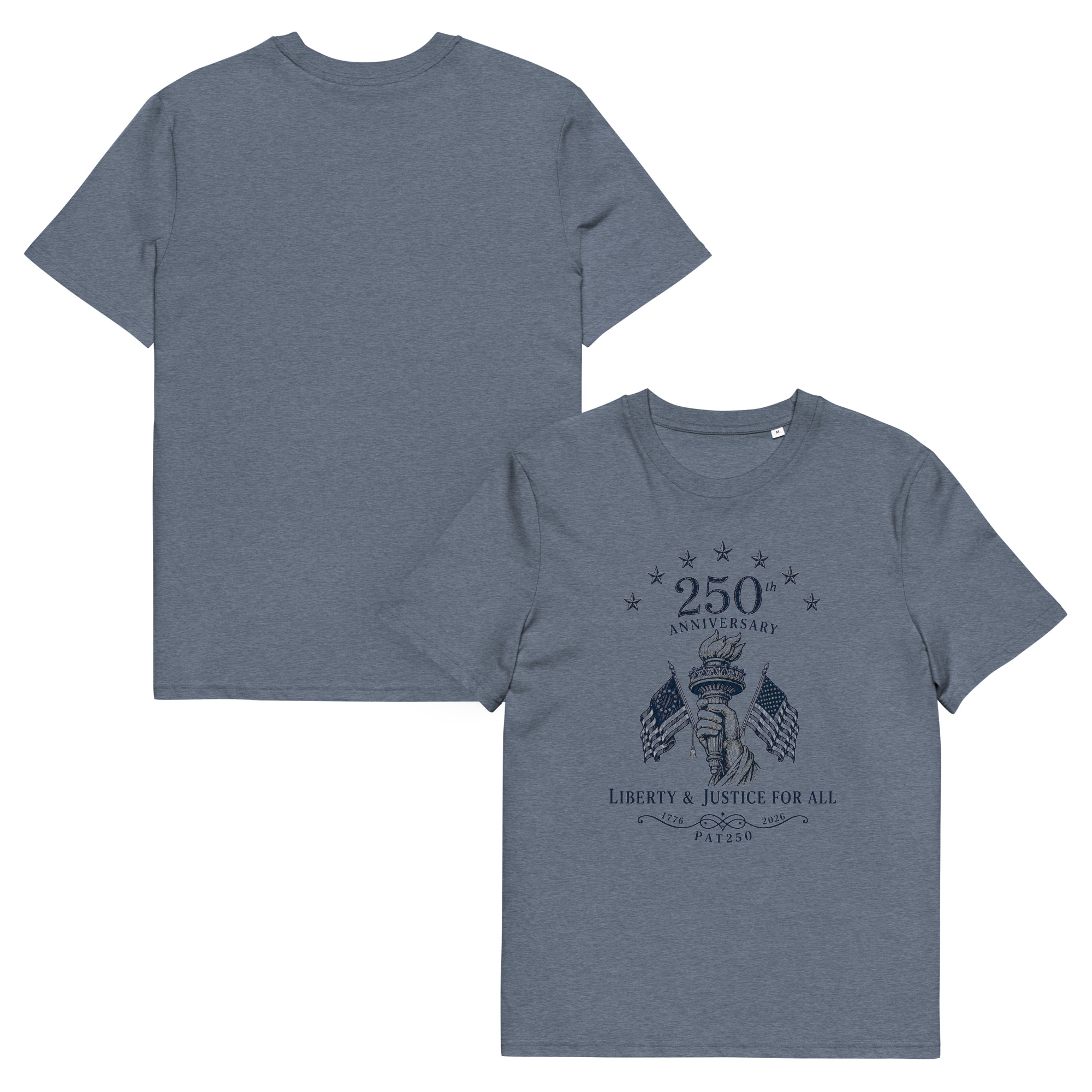 "Liberty & Justice" Large Front Print Only Unisex Organic Cotton T-Shirt - Image 115