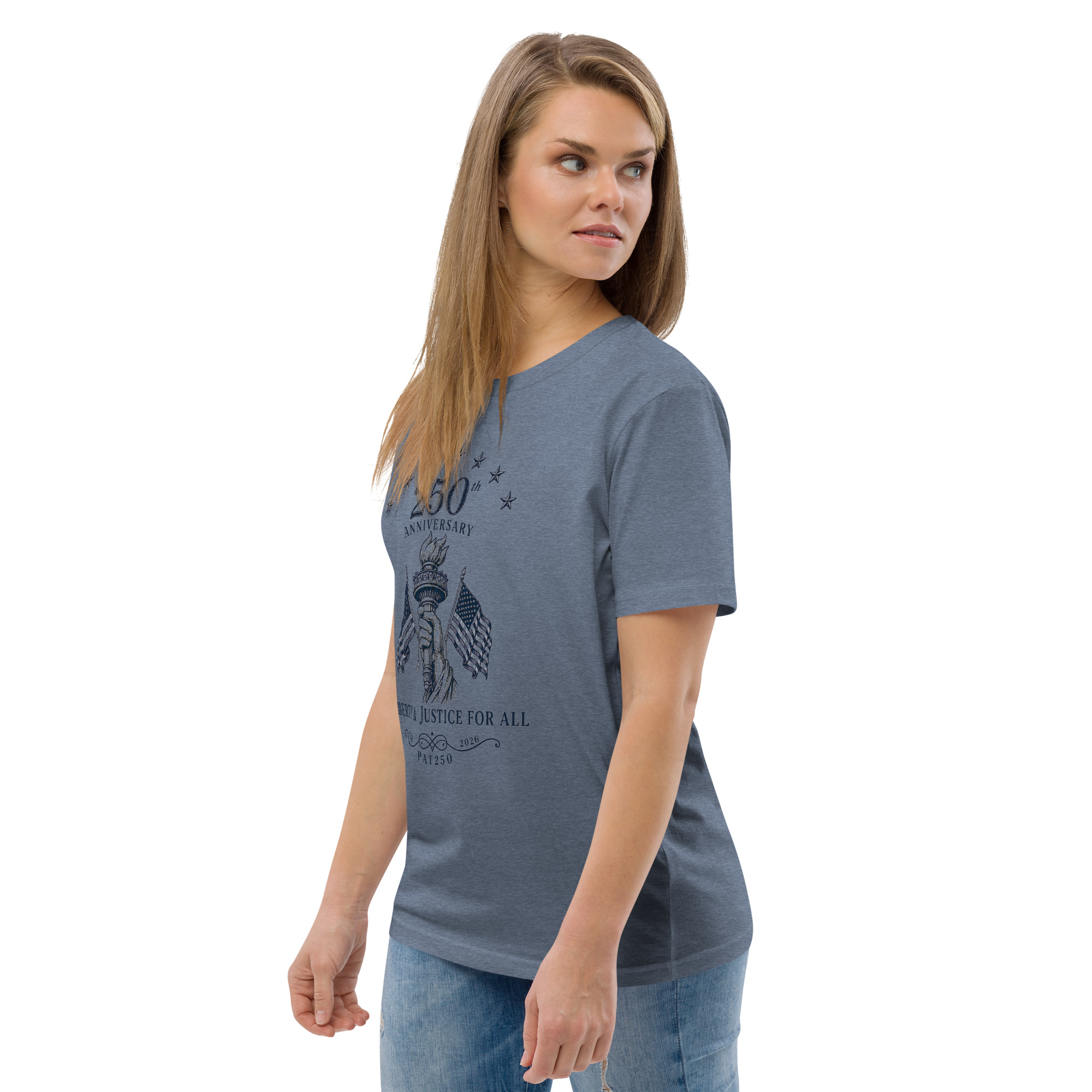 "Liberty & Justice" Large Front Print Only Unisex Organic Cotton T-Shirt - Image 62