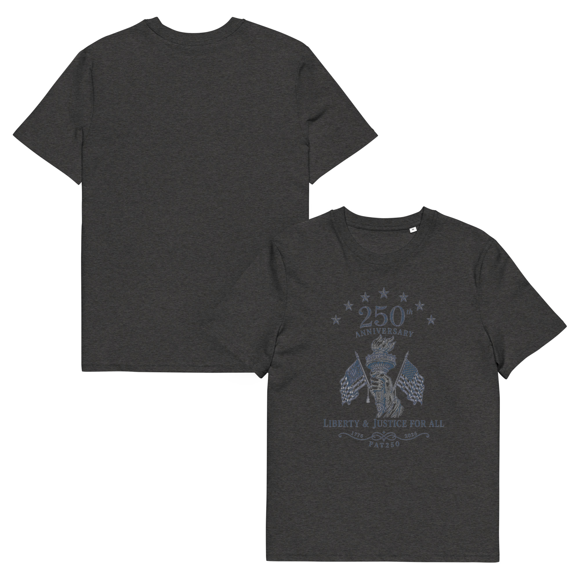 "Liberty & Justice" Large Front Print Only Unisex Organic Cotton T-Shirt - Image 110