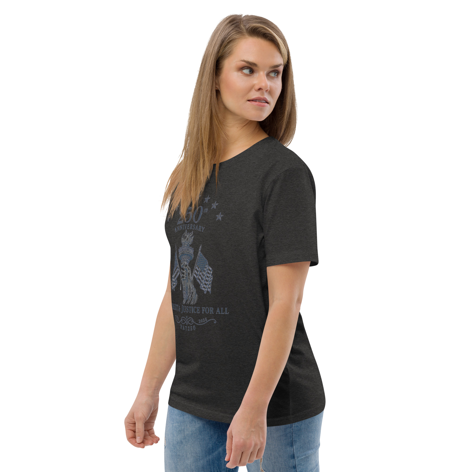 "Liberty & Justice" Large Front Print Only Unisex Organic Cotton T-Shirt - Image 27