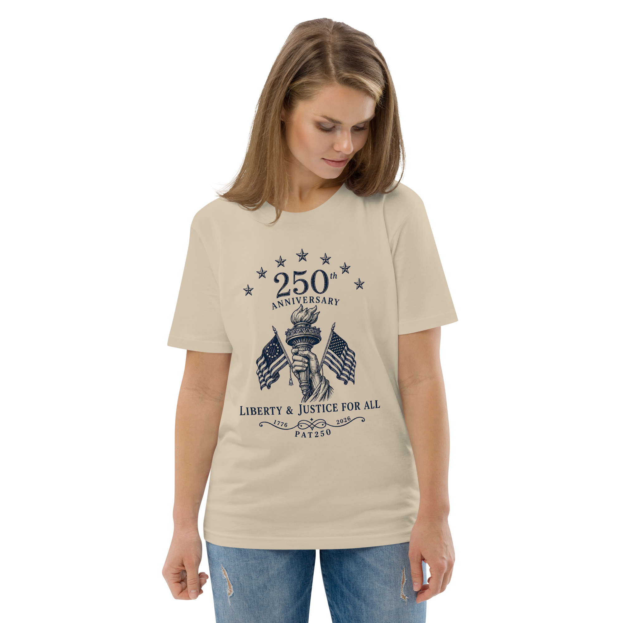"Liberty & Justice" Large Front Print Only Unisex Organic Cotton T-Shirt - Image 73