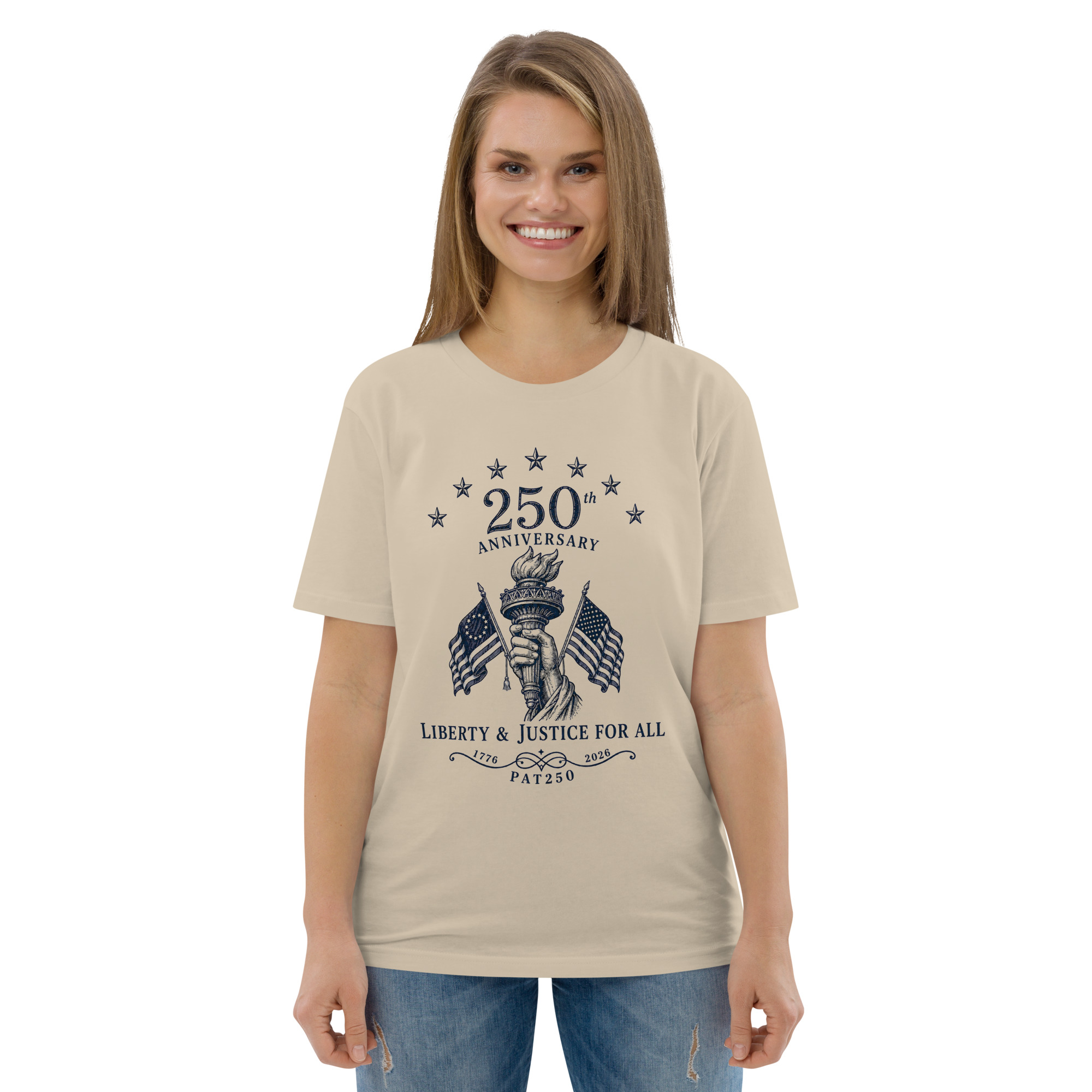 "Liberty & Justice" Large Front Print Only Unisex Organic Cotton T-Shirt - Image 72