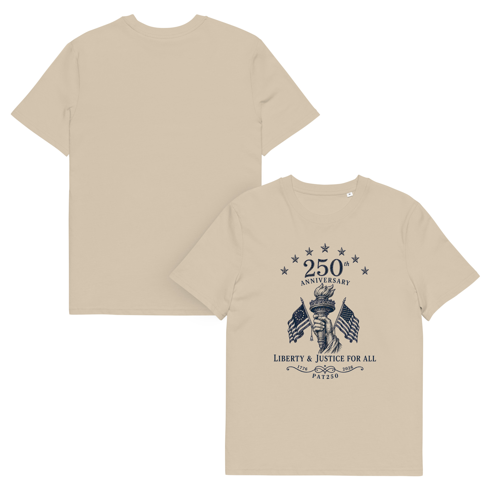 "Liberty & Justice" Large Front Print Only Unisex Organic Cotton T-Shirt - Image 117