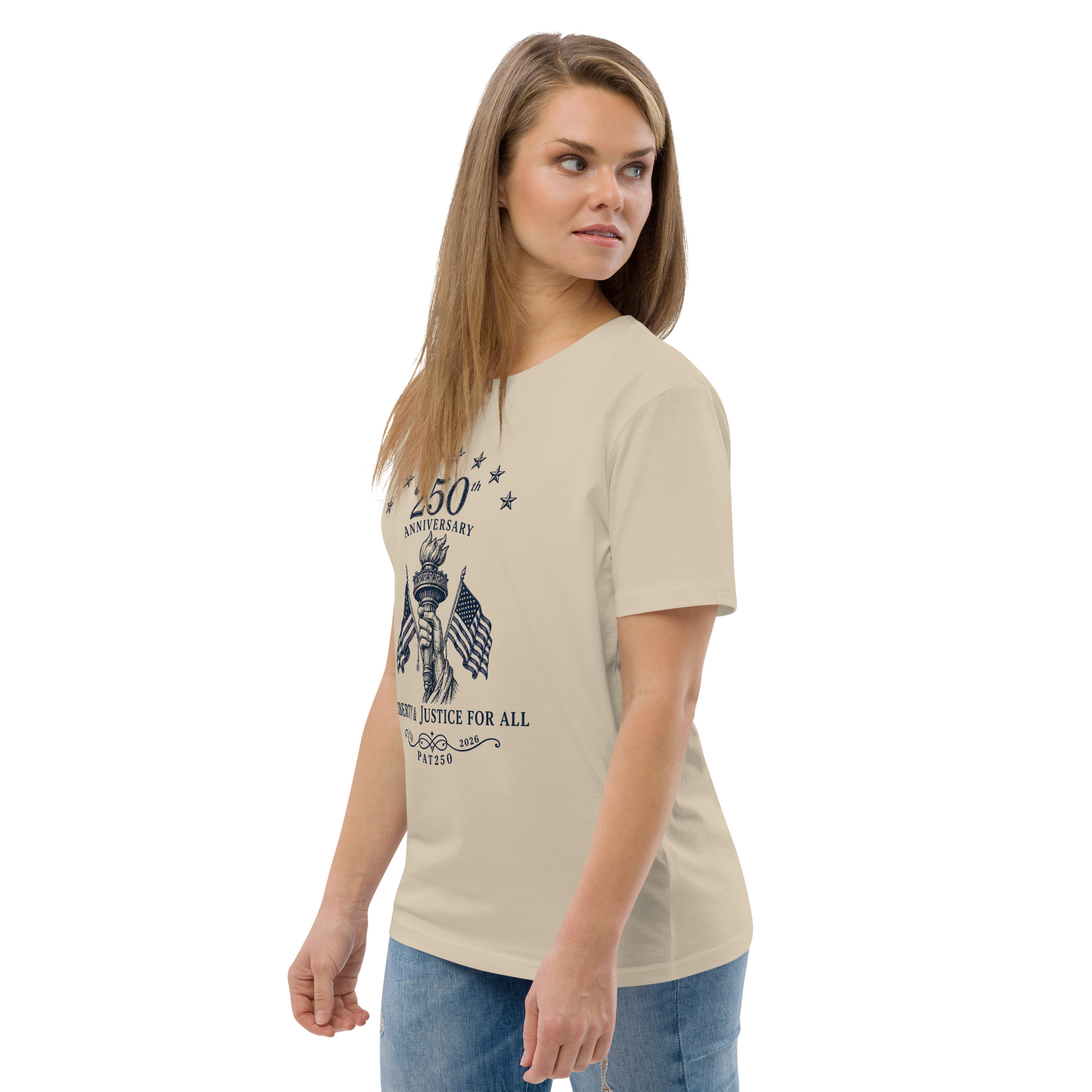 "Liberty & Justice" Large Front Print Only Unisex Organic Cotton T-Shirt - Image 76