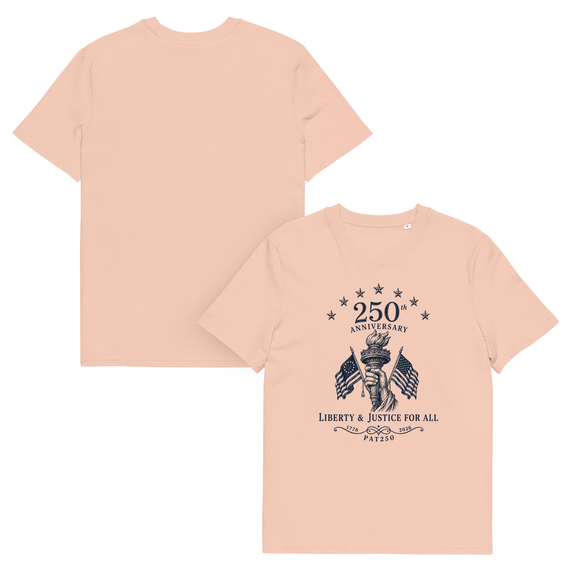 "Liberty & Justice" Large Front Print Only Unisex Organic Cotton T-Shirt - Image 118