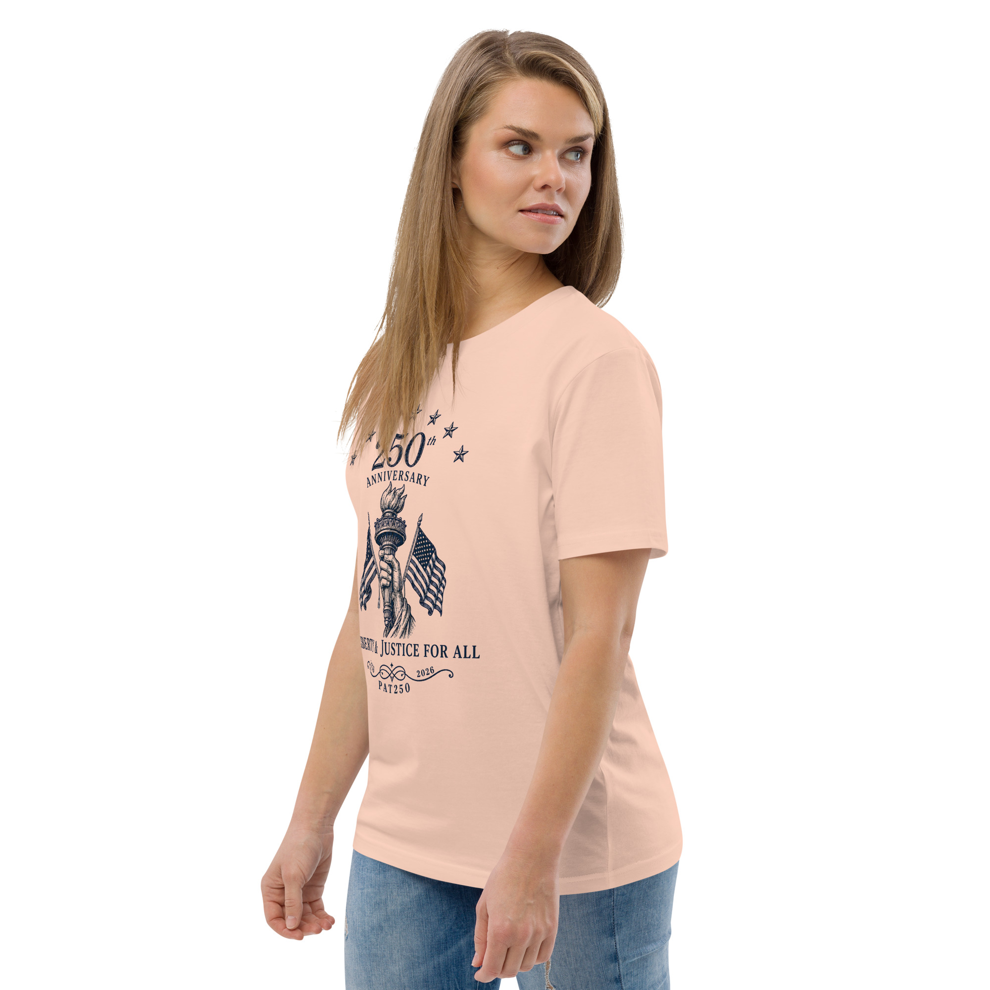 "Liberty & Justice" Large Front Print Only Unisex Organic Cotton T-Shirt - Image 83