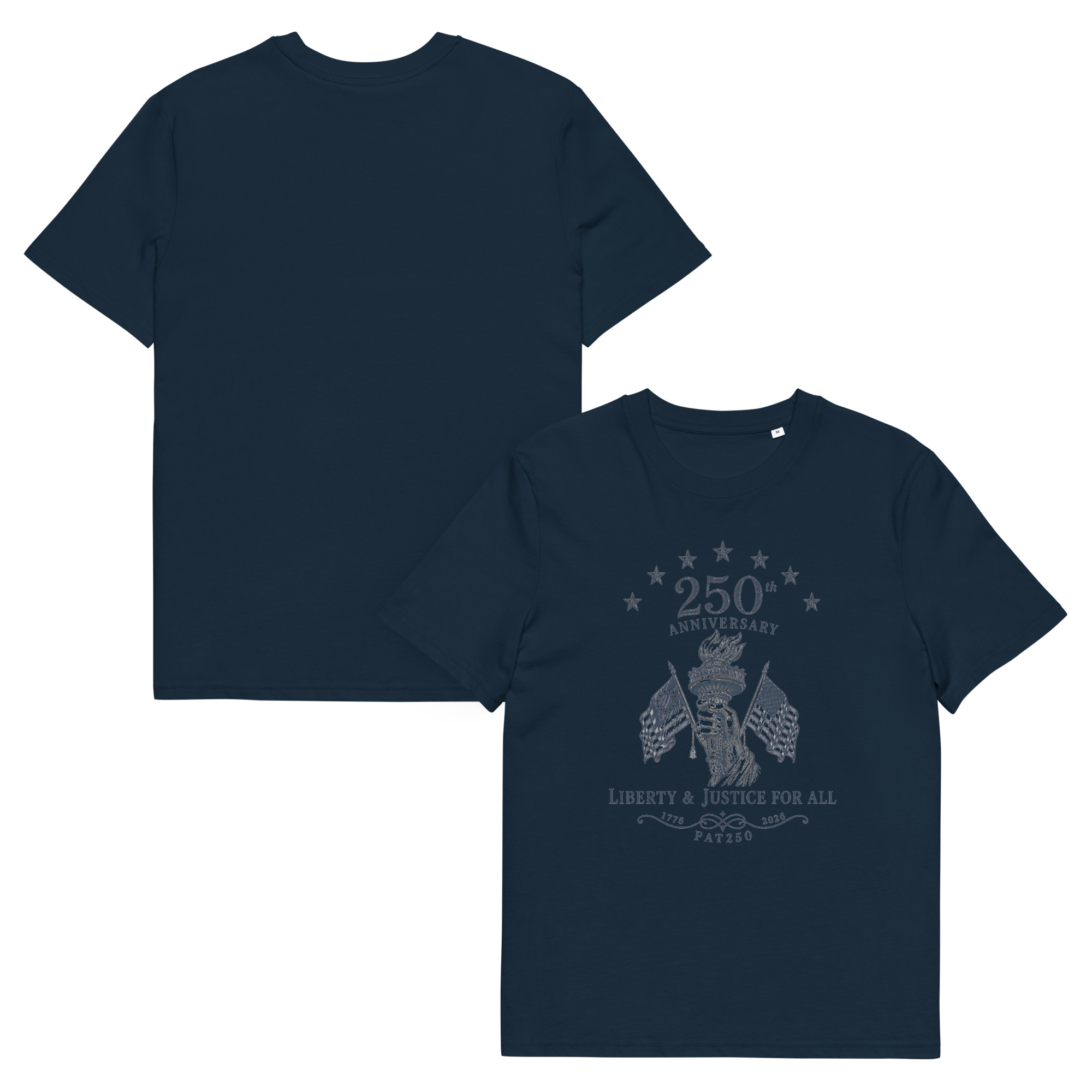 "Liberty & Justice" Large Front Print Only Unisex Organic Cotton T-Shirt - Image 109