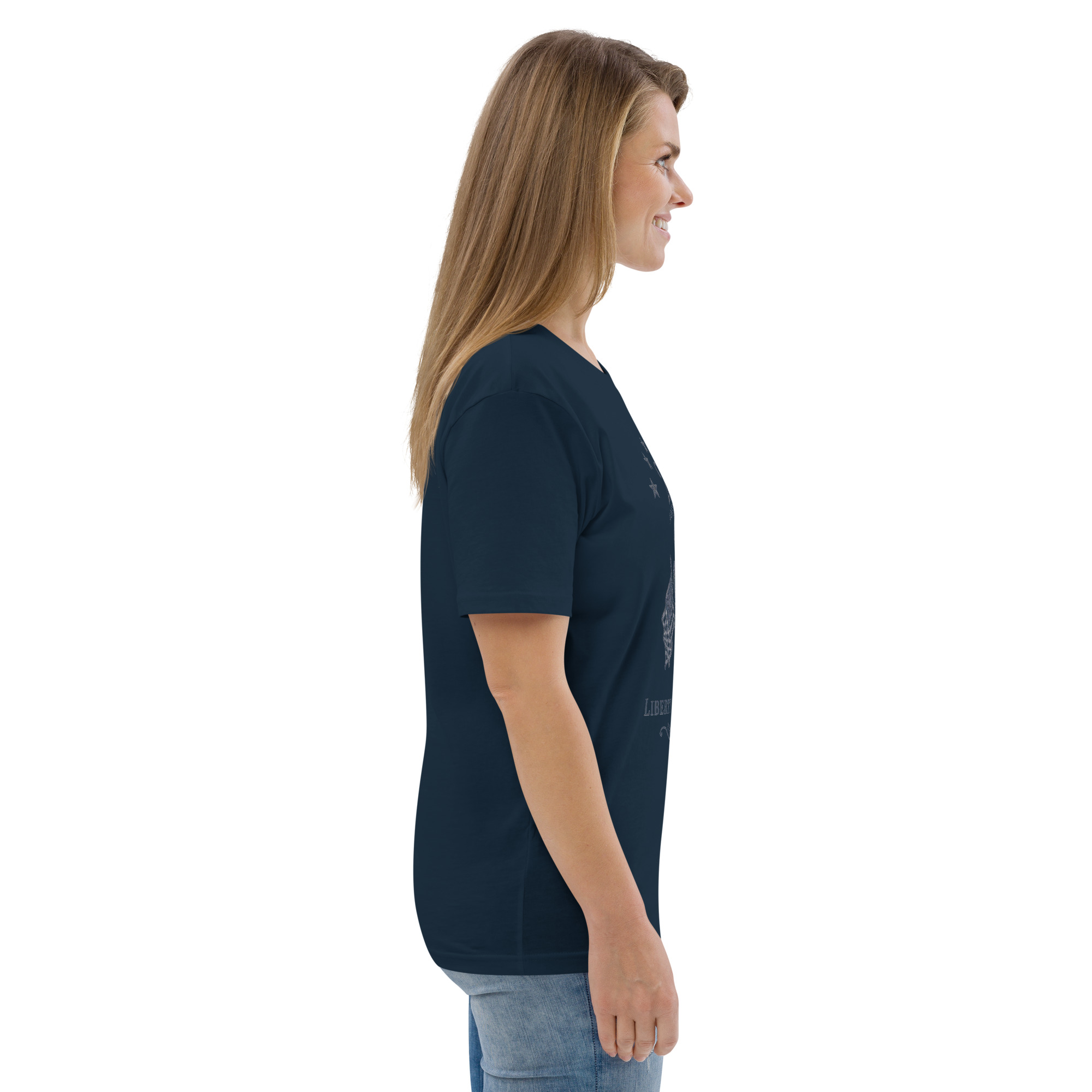 "Liberty & Justice" Large Front Print Only Unisex Organic Cotton T-Shirt - Image 21