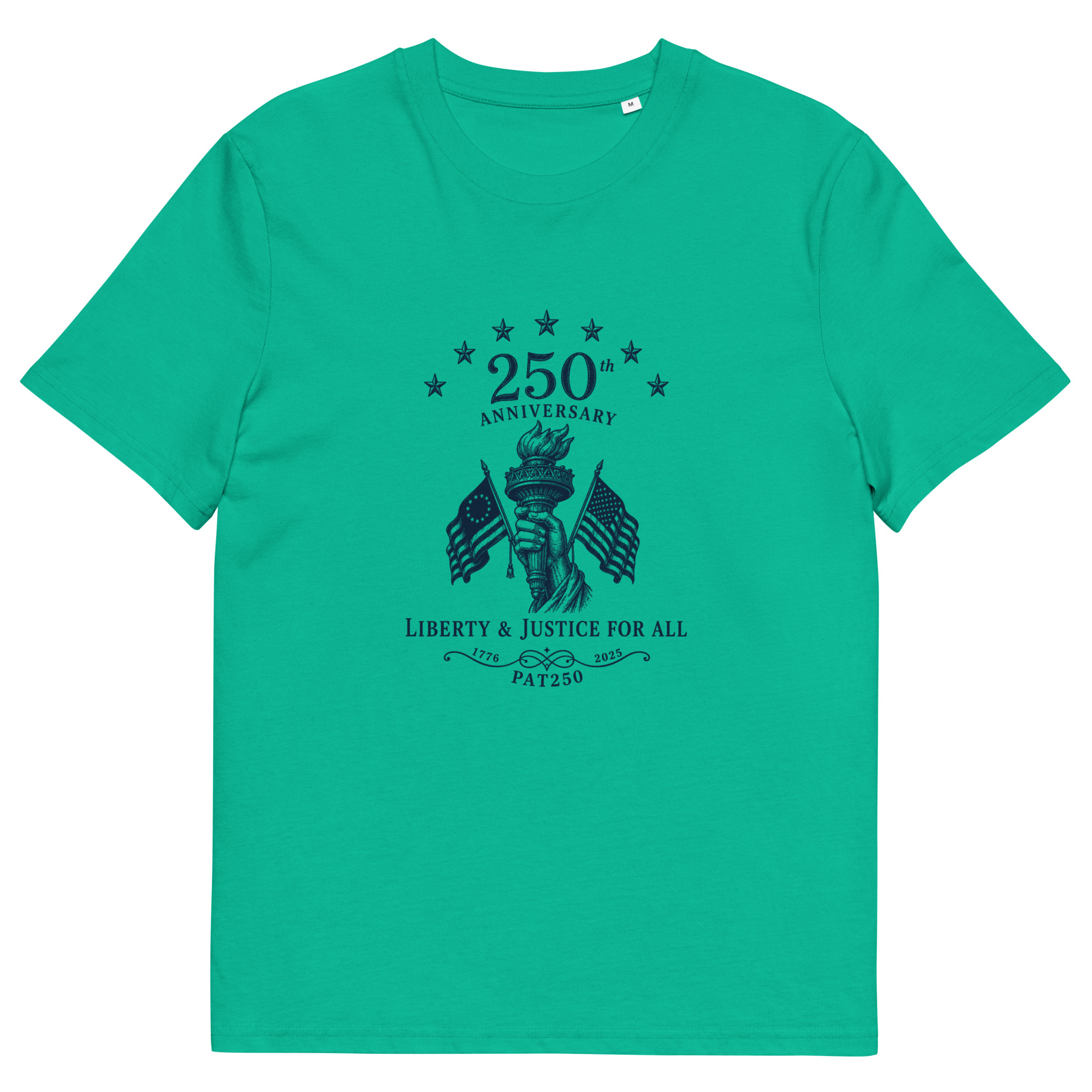 "Liberty & Justice" Large Front Print Only Unisex Organic Cotton T-Shirt - Image 4