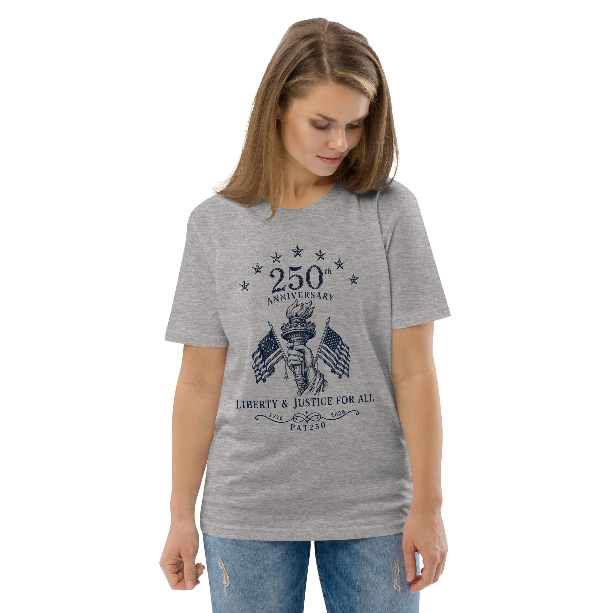"Liberty & Justice" Large Front Print Only Unisex Organic Cotton T-Shirt - Image 66