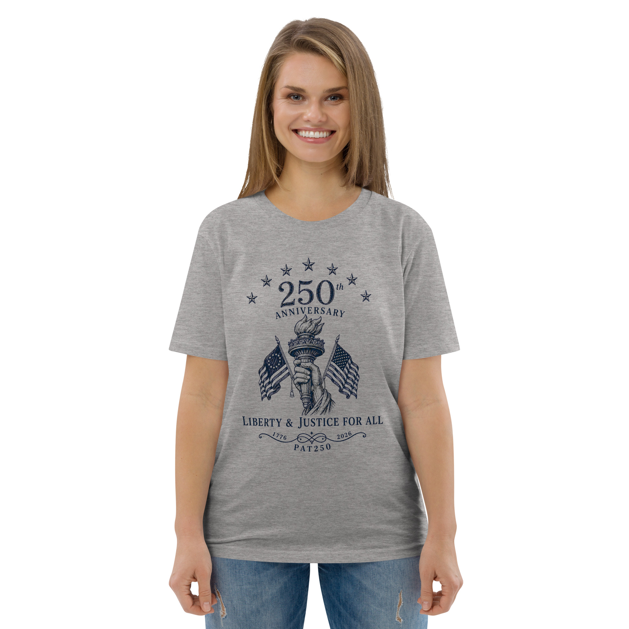 "Liberty & Justice" Large Front Print Only Unisex Organic Cotton T-Shirt - Image 65
