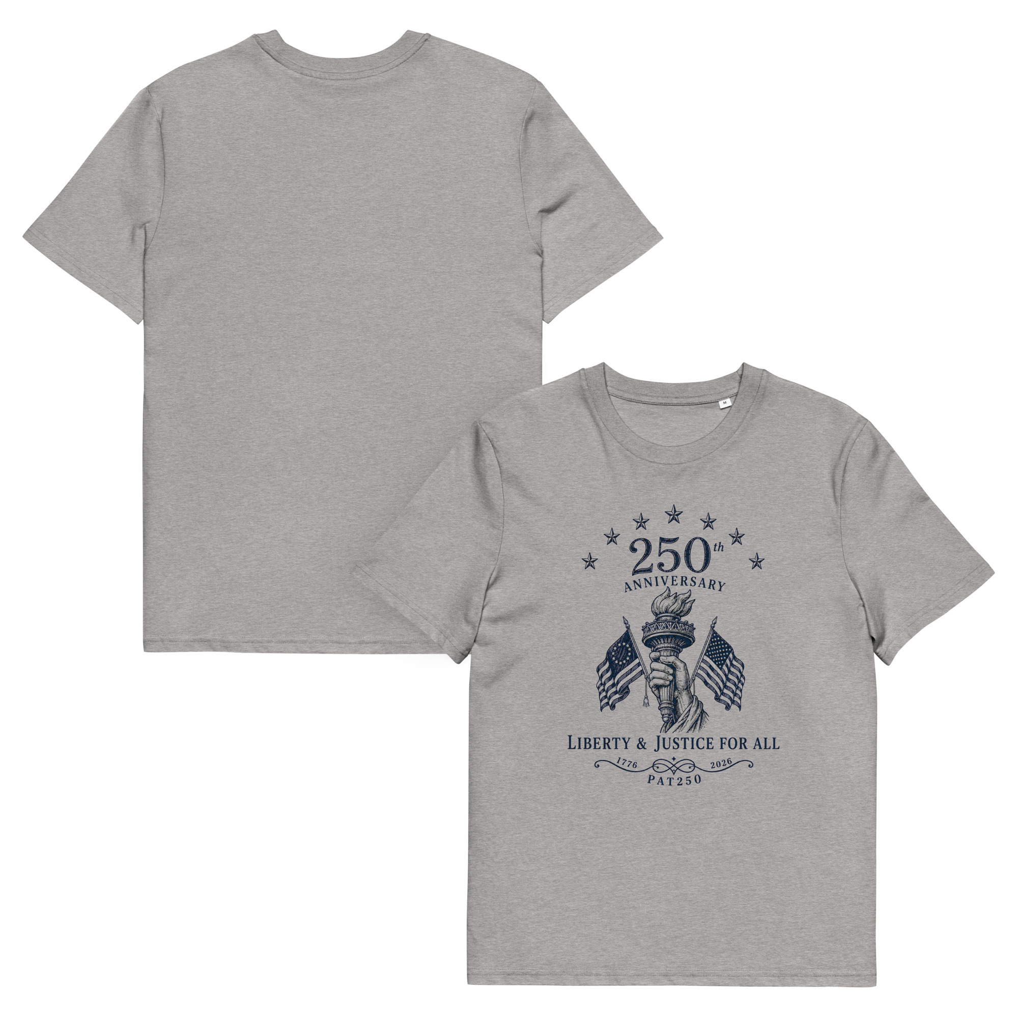 "Liberty & Justice" Large Front Print Only Unisex Organic Cotton T-Shirt - Image 116