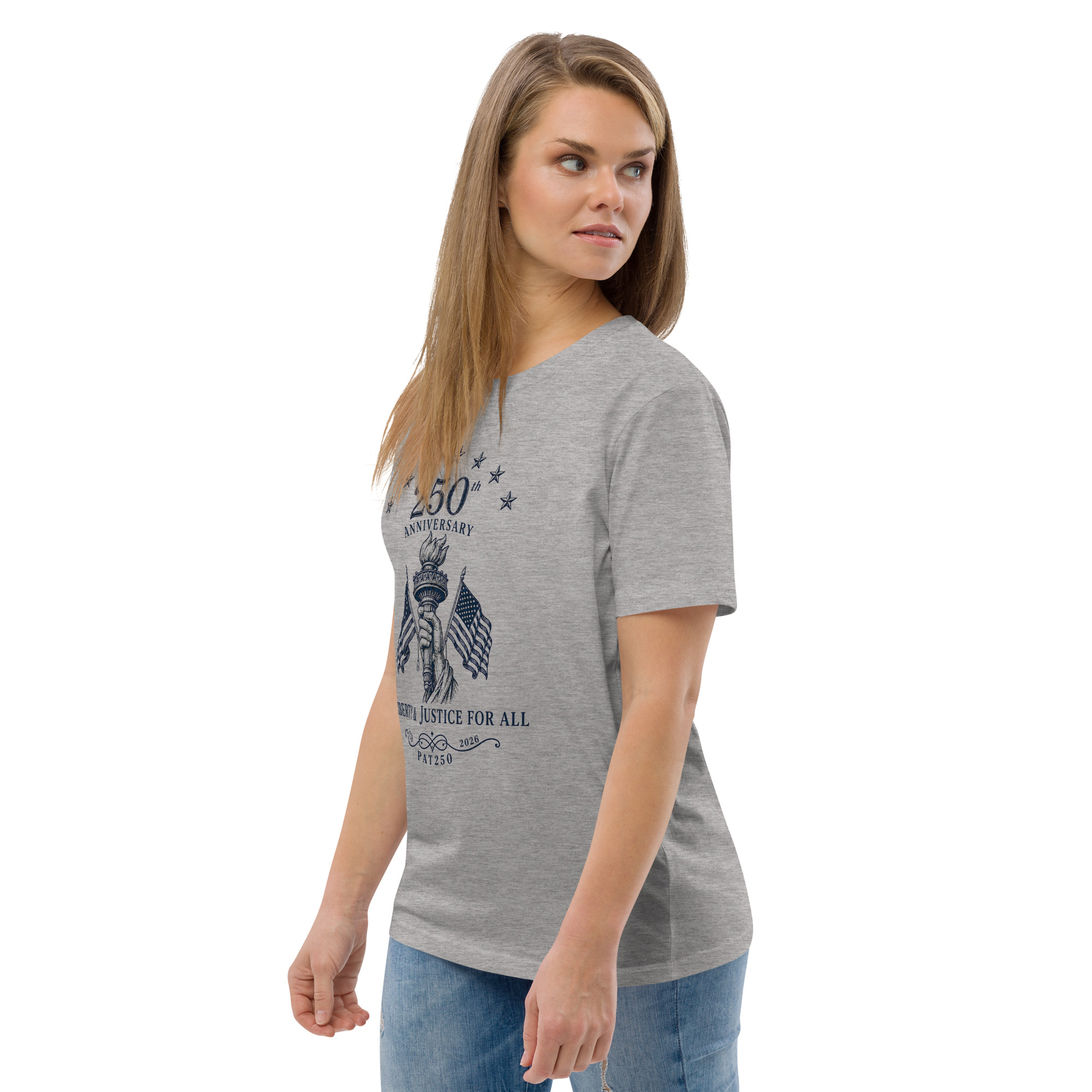 "Liberty & Justice" Large Front Print Only Unisex Organic Cotton T-Shirt - Image 69