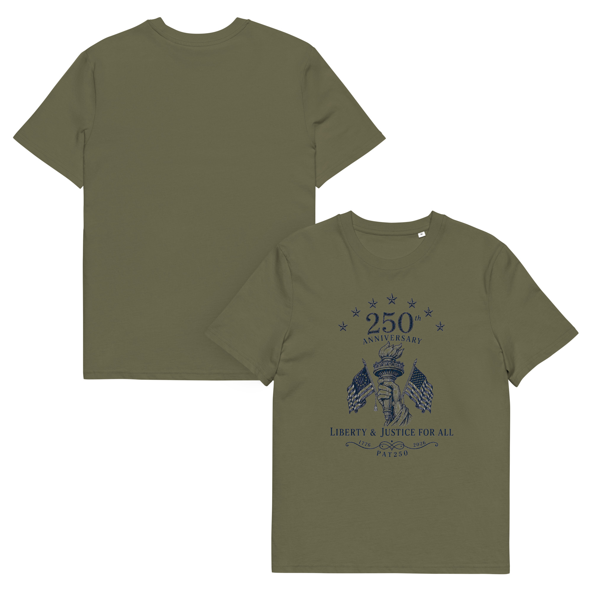 "Liberty & Justice" Large Front Print Only Unisex Organic Cotton T-Shirt - Image 114