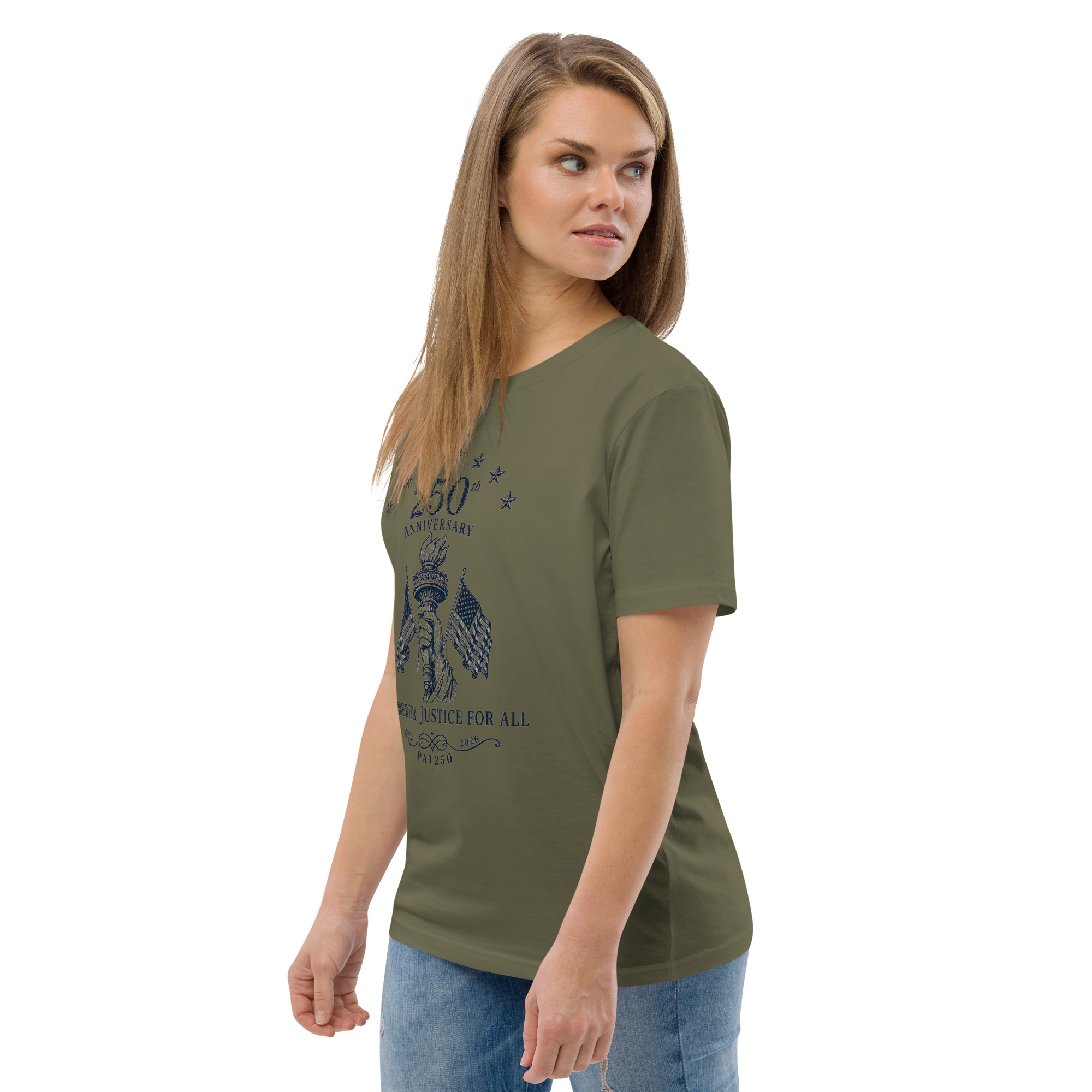 "Liberty & Justice" Large Front Print Only Unisex Organic Cotton T-Shirt - Image 55