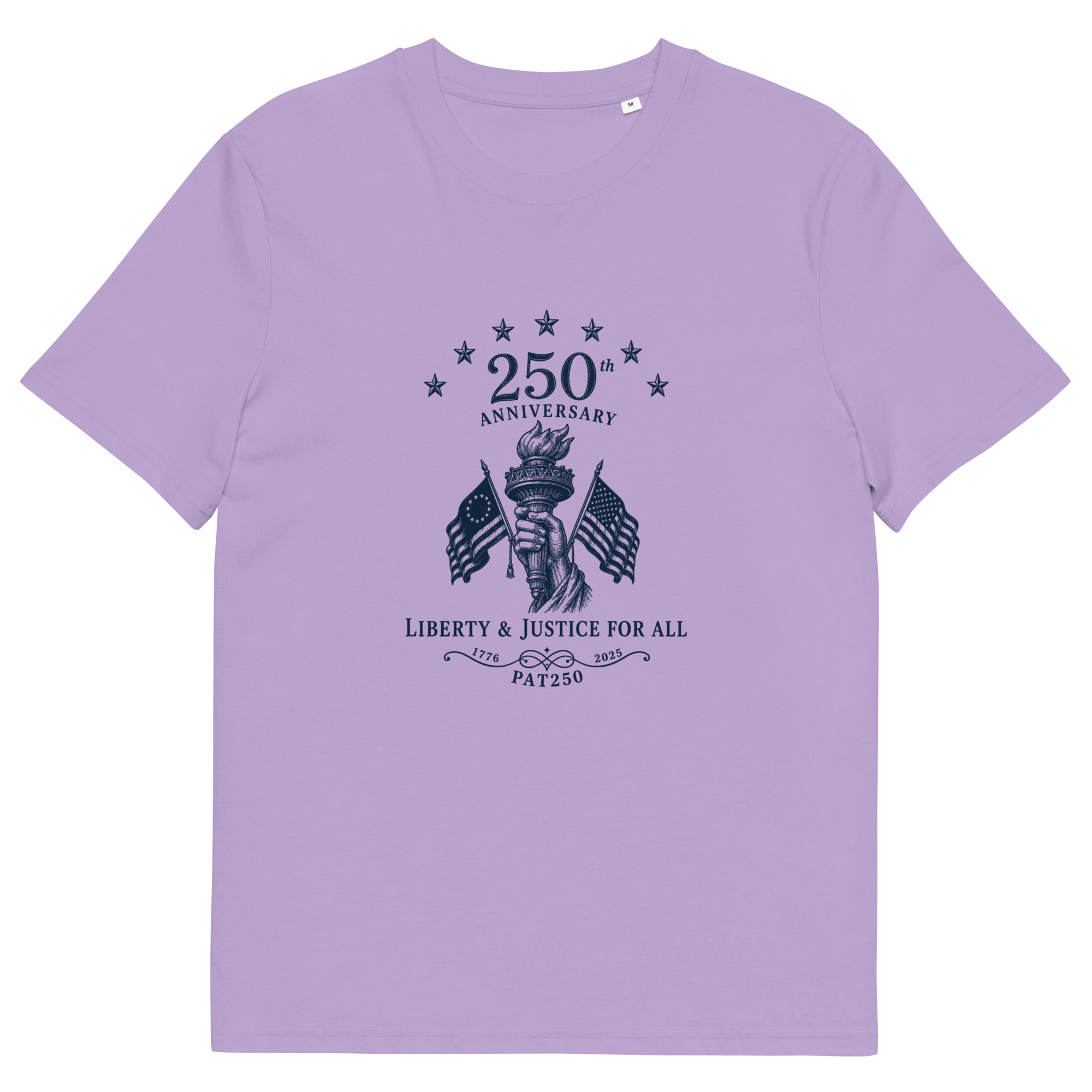 "Liberty & Justice" Large Front Print Only Unisex Organic Cotton T-Shirt - Image 5
