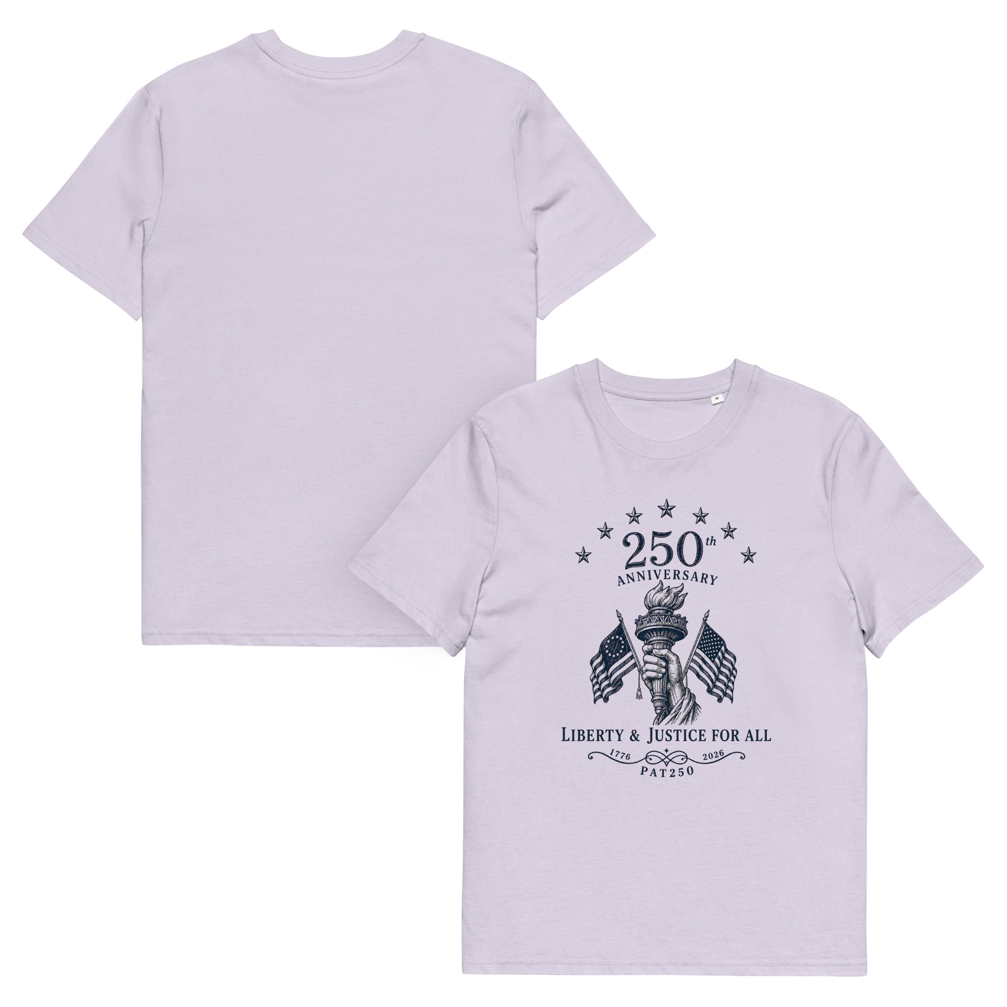 "Liberty & Justice" Large Front Print Only Unisex Organic Cotton T-Shirt - Image 120