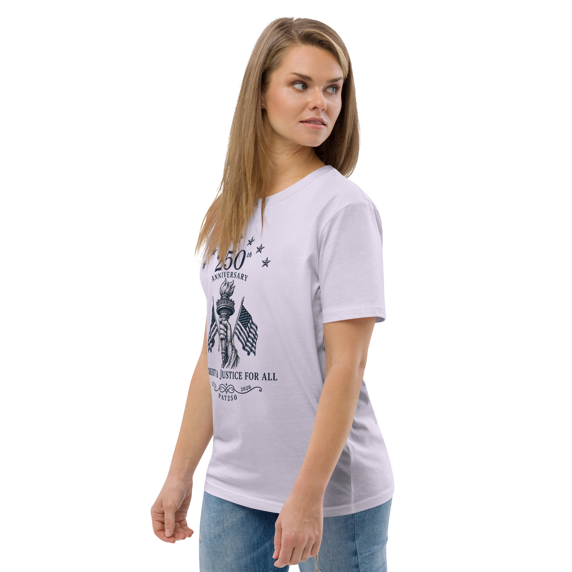 "Liberty & Justice" Large Front Print Only Unisex Organic Cotton T-Shirt - Image 97