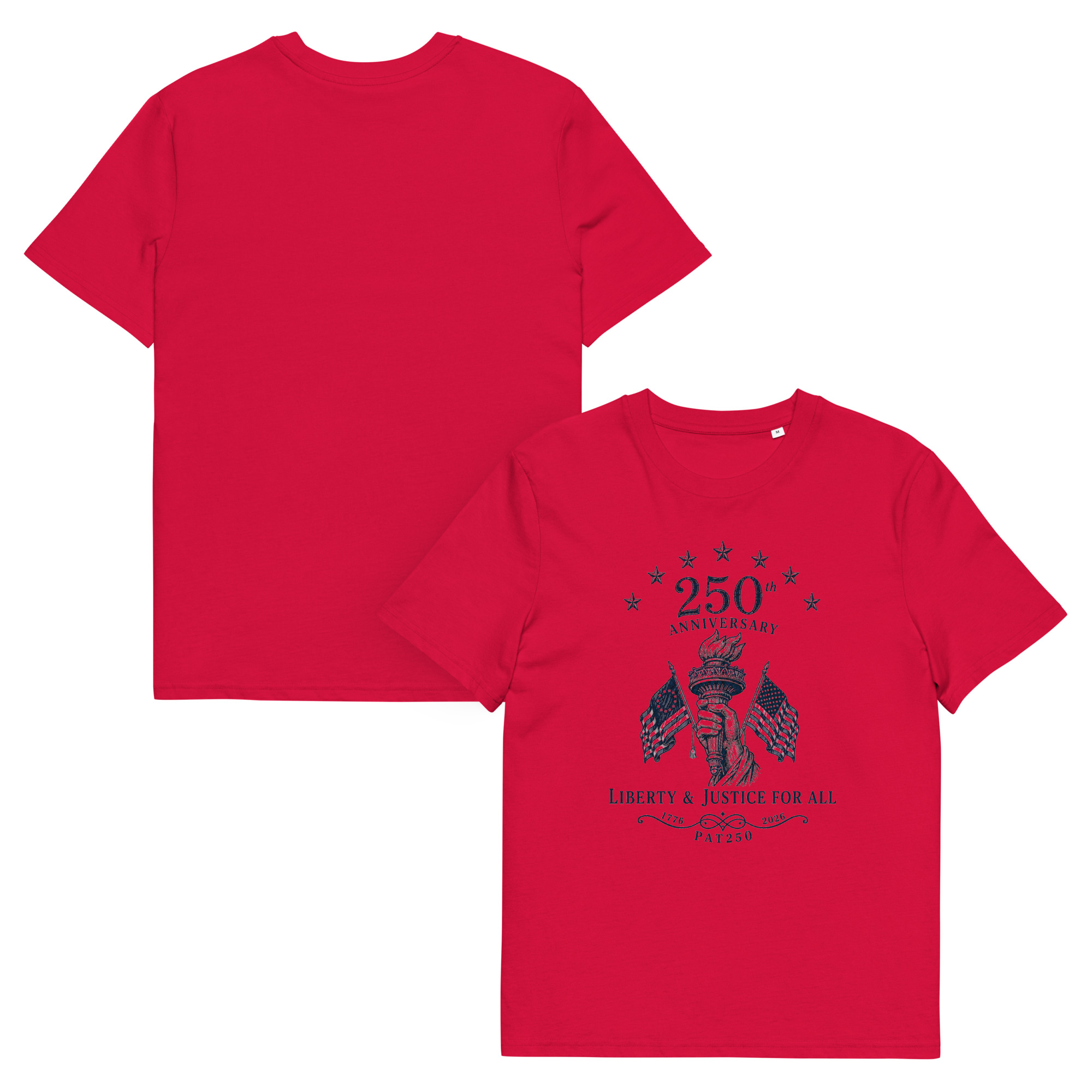 "Liberty & Justice" Large Front Print Only Unisex Organic Cotton T-Shirt - Image 112