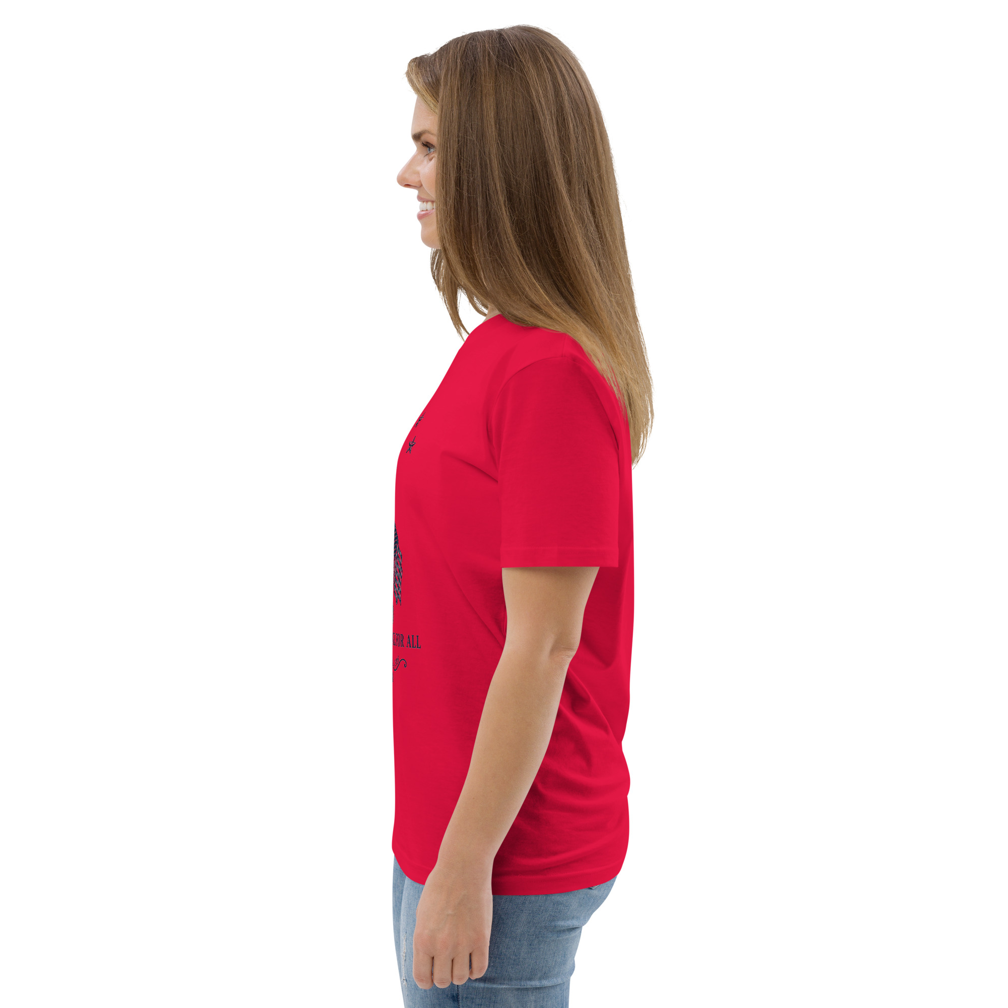 "Liberty & Justice" Large Front Print Only Unisex Organic Cotton T-Shirt - Image 43