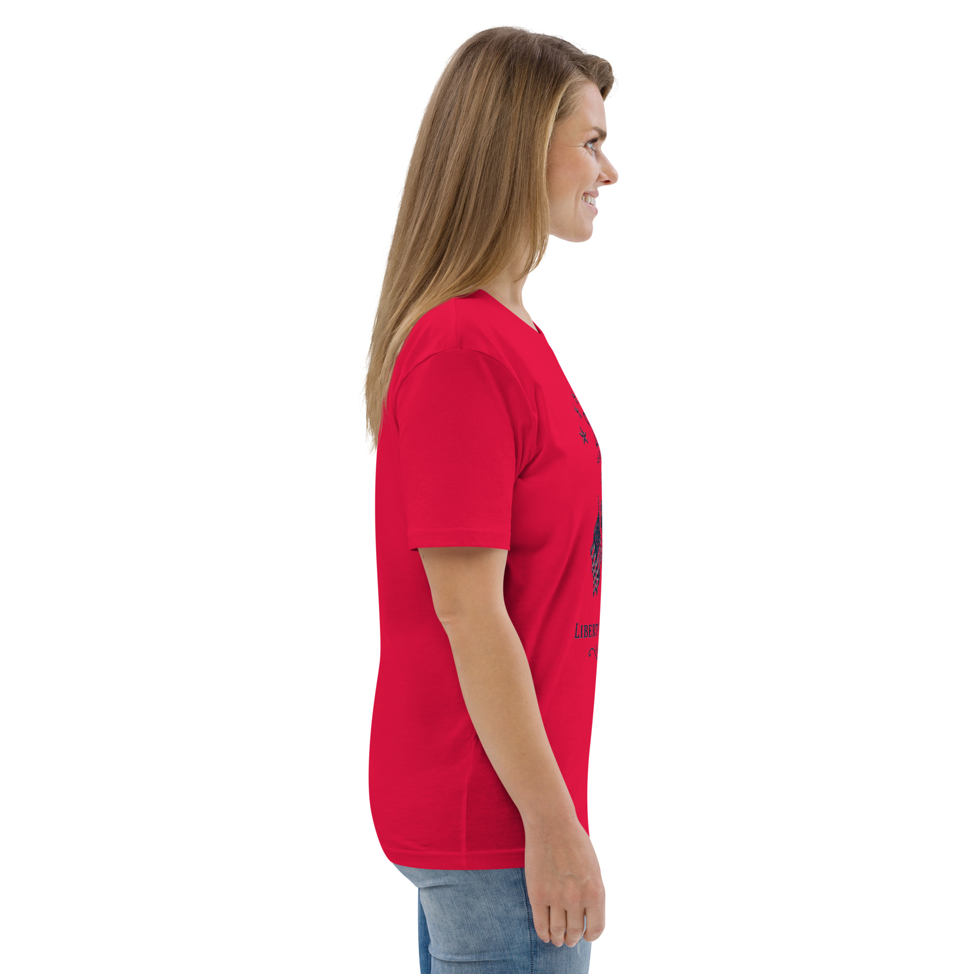 "Liberty & Justice" Large Front Print Only Unisex Organic Cotton T-Shirt - Image 42