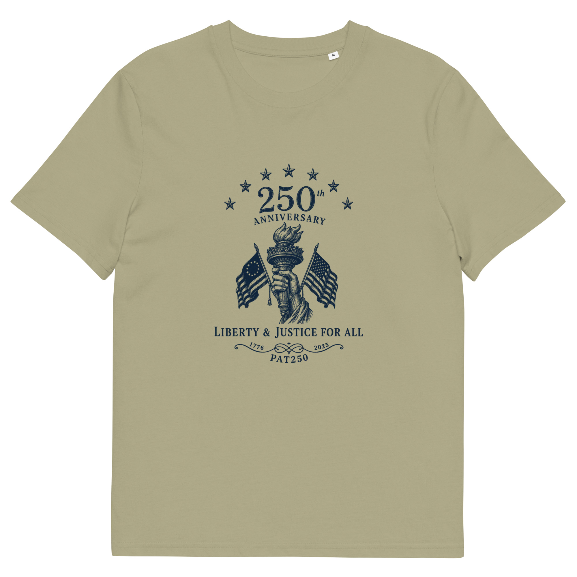 "Liberty & Justice" Large Front Print Only Unisex Organic Cotton T-Shirt - Image 6
