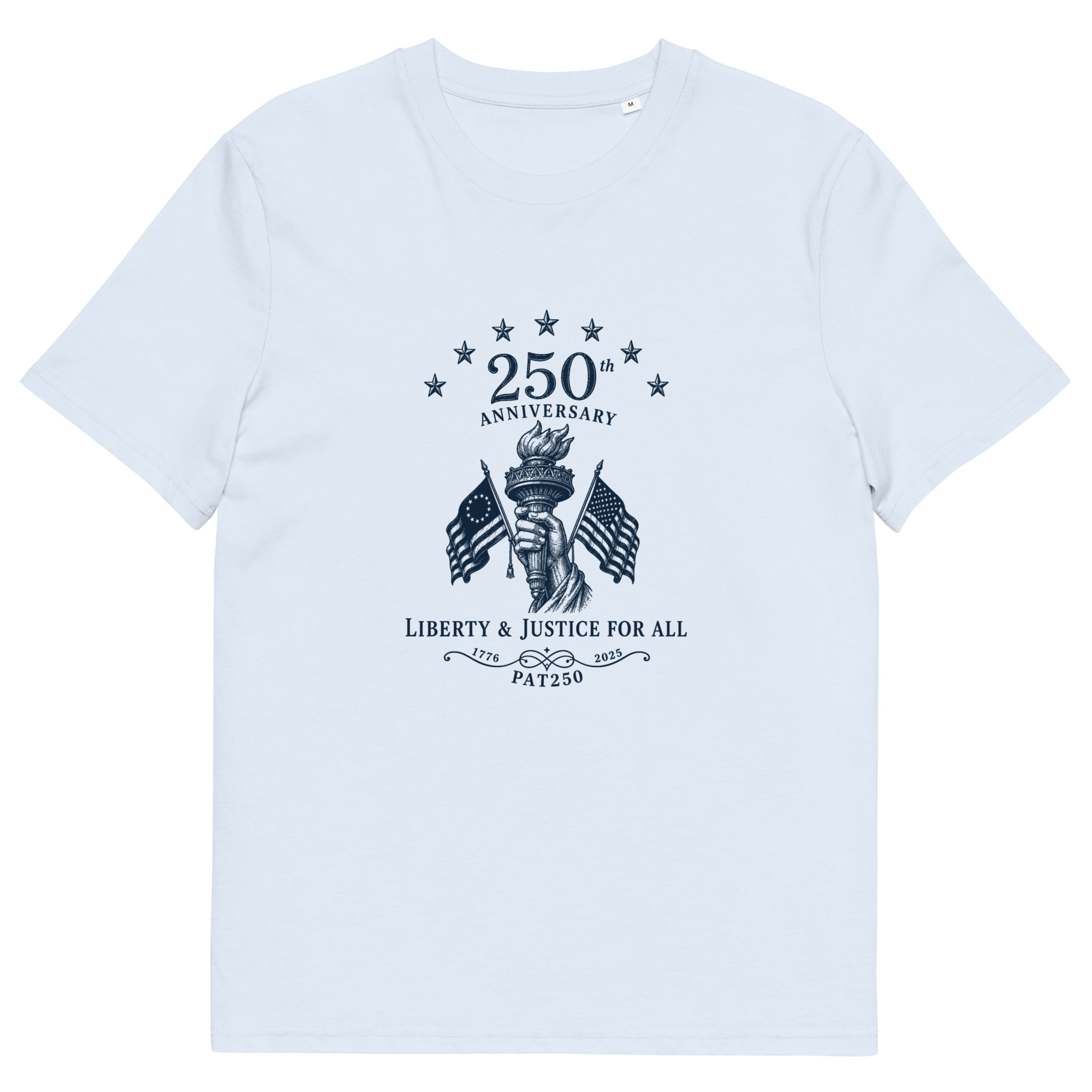 "Liberty & Justice" Large Front Print Only Unisex Organic Cotton T-Shirt - Image 7