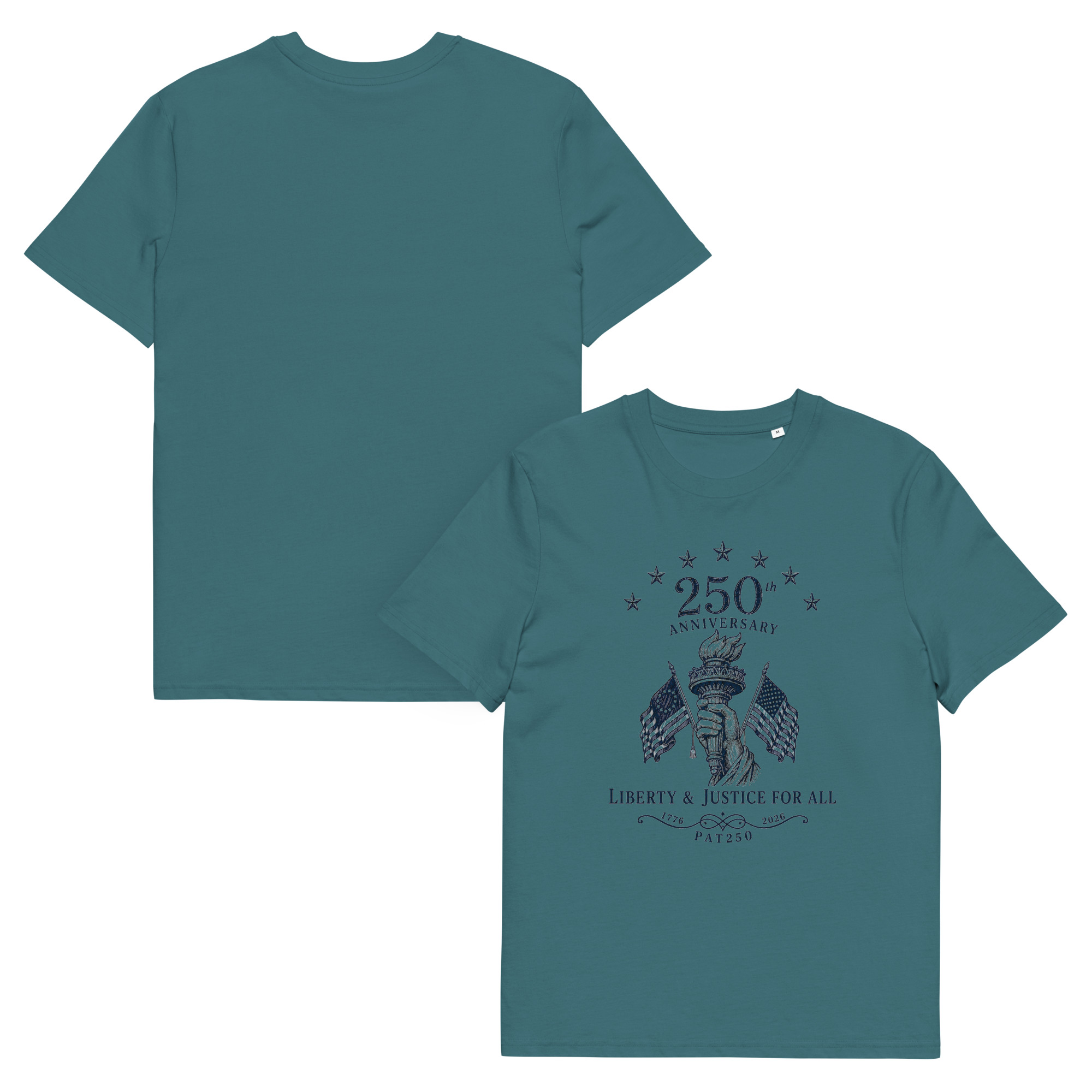 "Liberty & Justice" Large Front Print Only Unisex Organic Cotton T-Shirt - Image 113