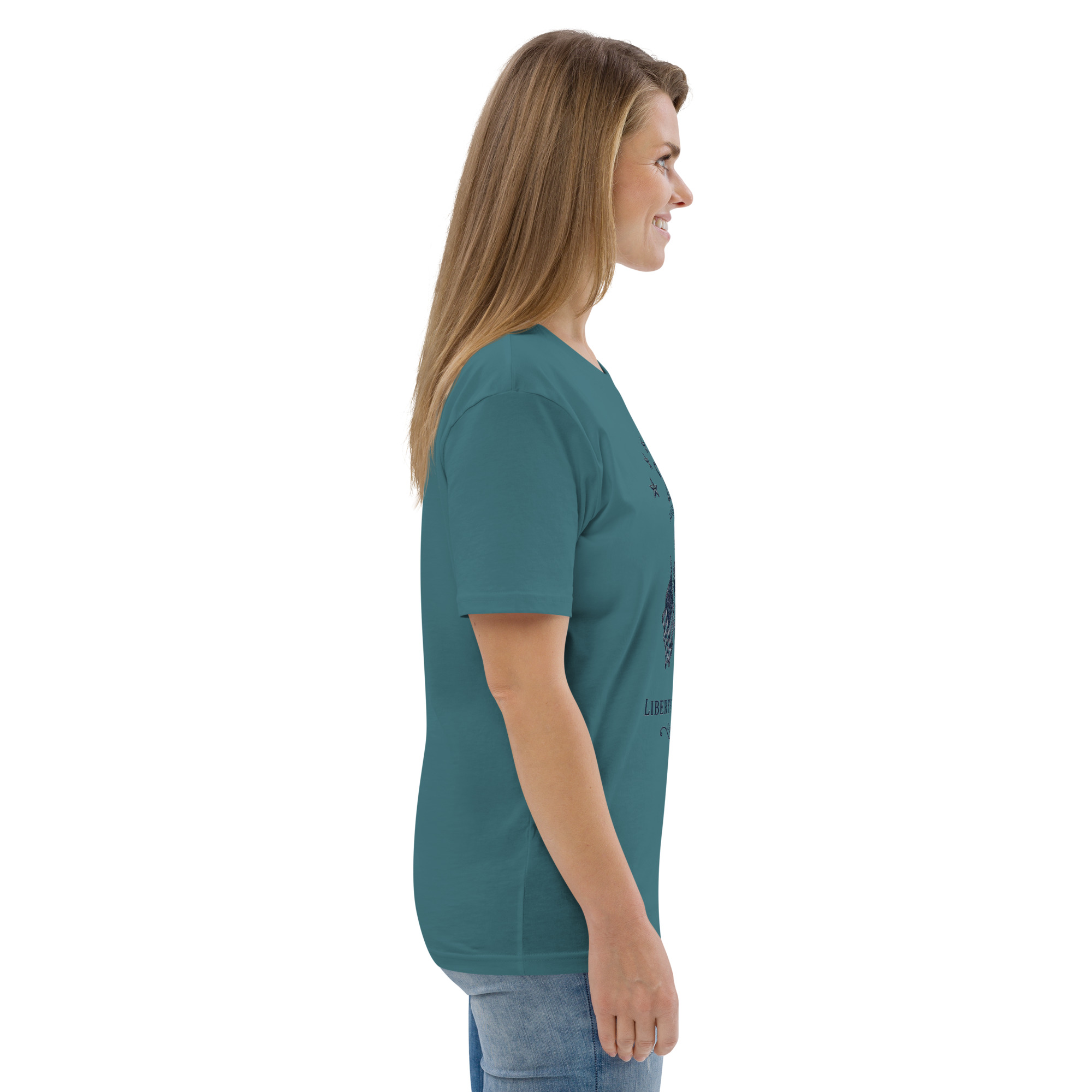 "Liberty & Justice" Large Front Print Only Unisex Organic Cotton T-Shirt - Image 49