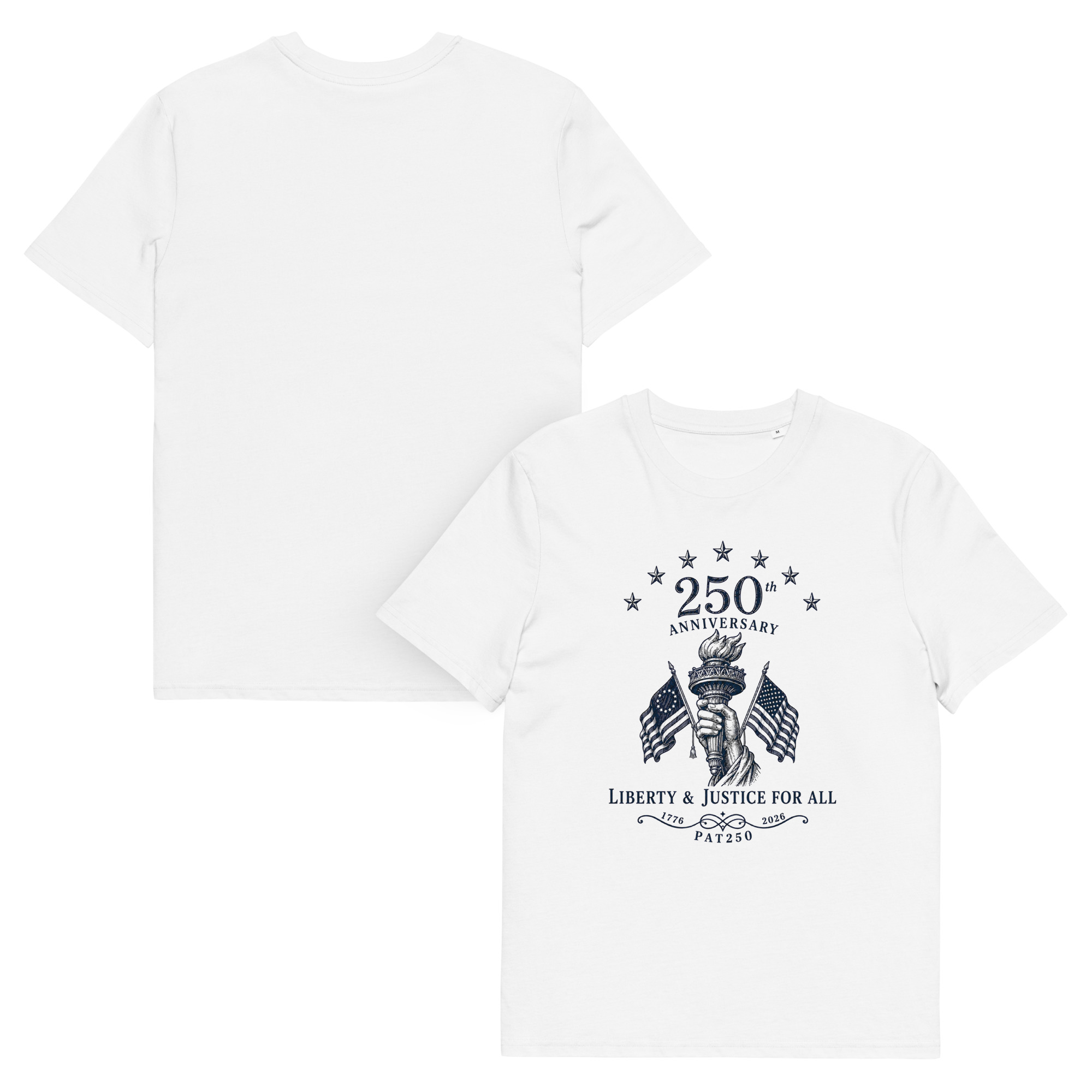 "Liberty & Justice" Large Front Print Only Unisex Organic Cotton T-Shirt - Image 107