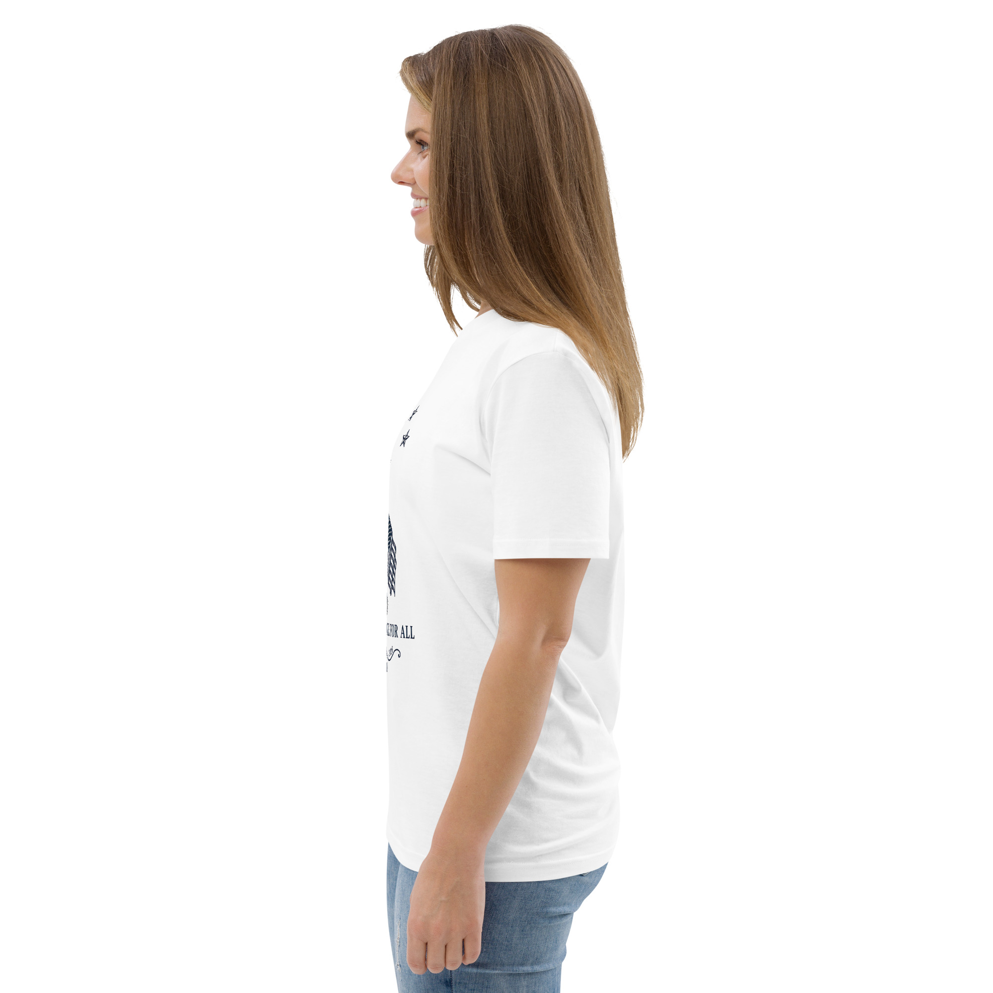 "Liberty & Justice" Large Front Print Only Unisex Organic Cotton T-Shirt - Image 106