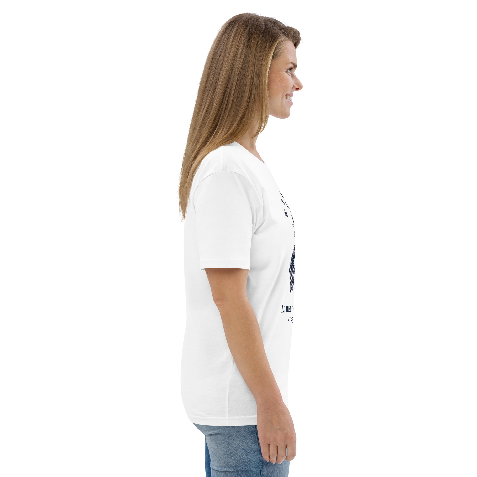 "Liberty & Justice" Large Front Print Only Unisex Organic Cotton T-Shirt - Image 105